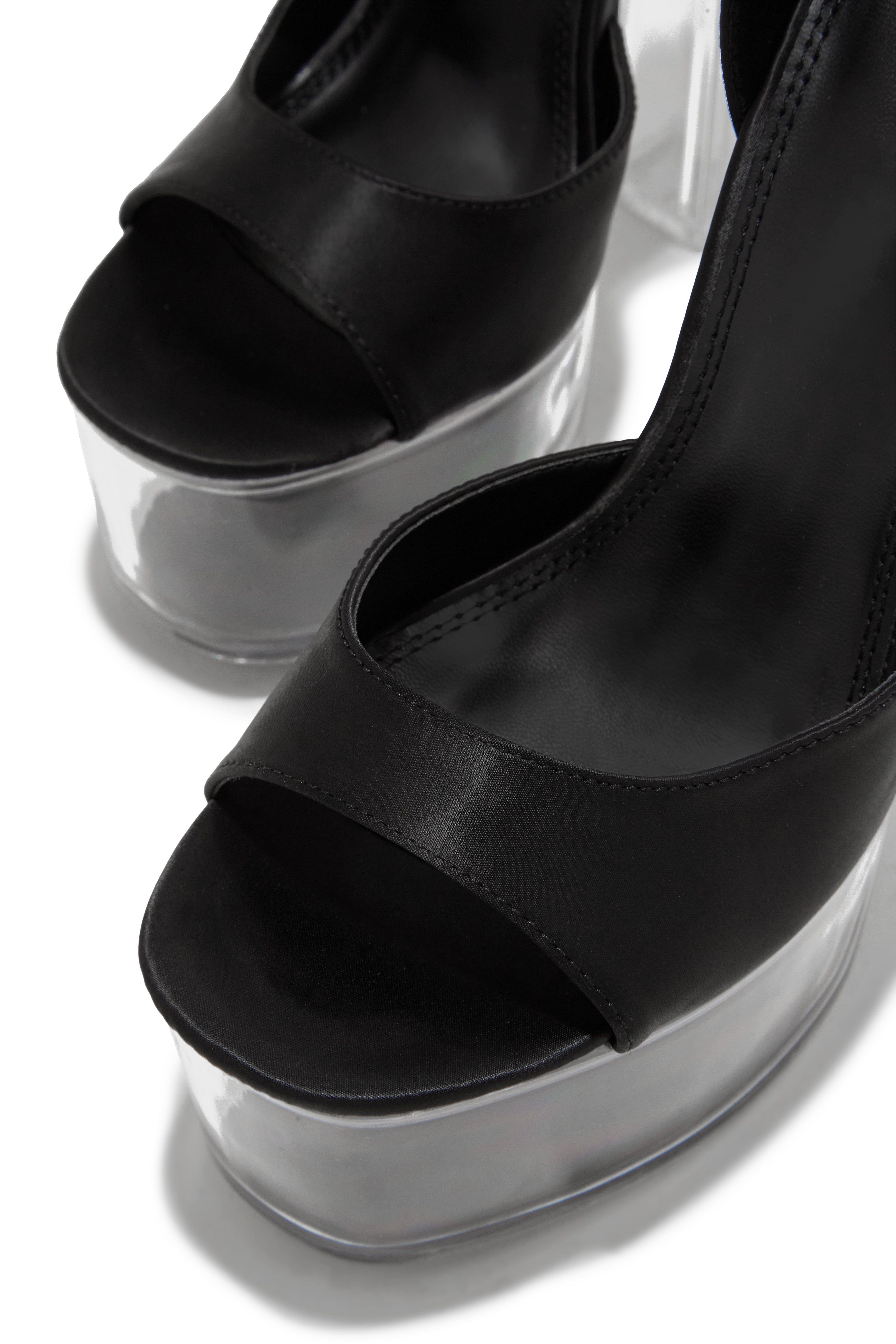 Venus Clear Platform Block High Heels - Black sold by Miss Lola product image thumbnail 4