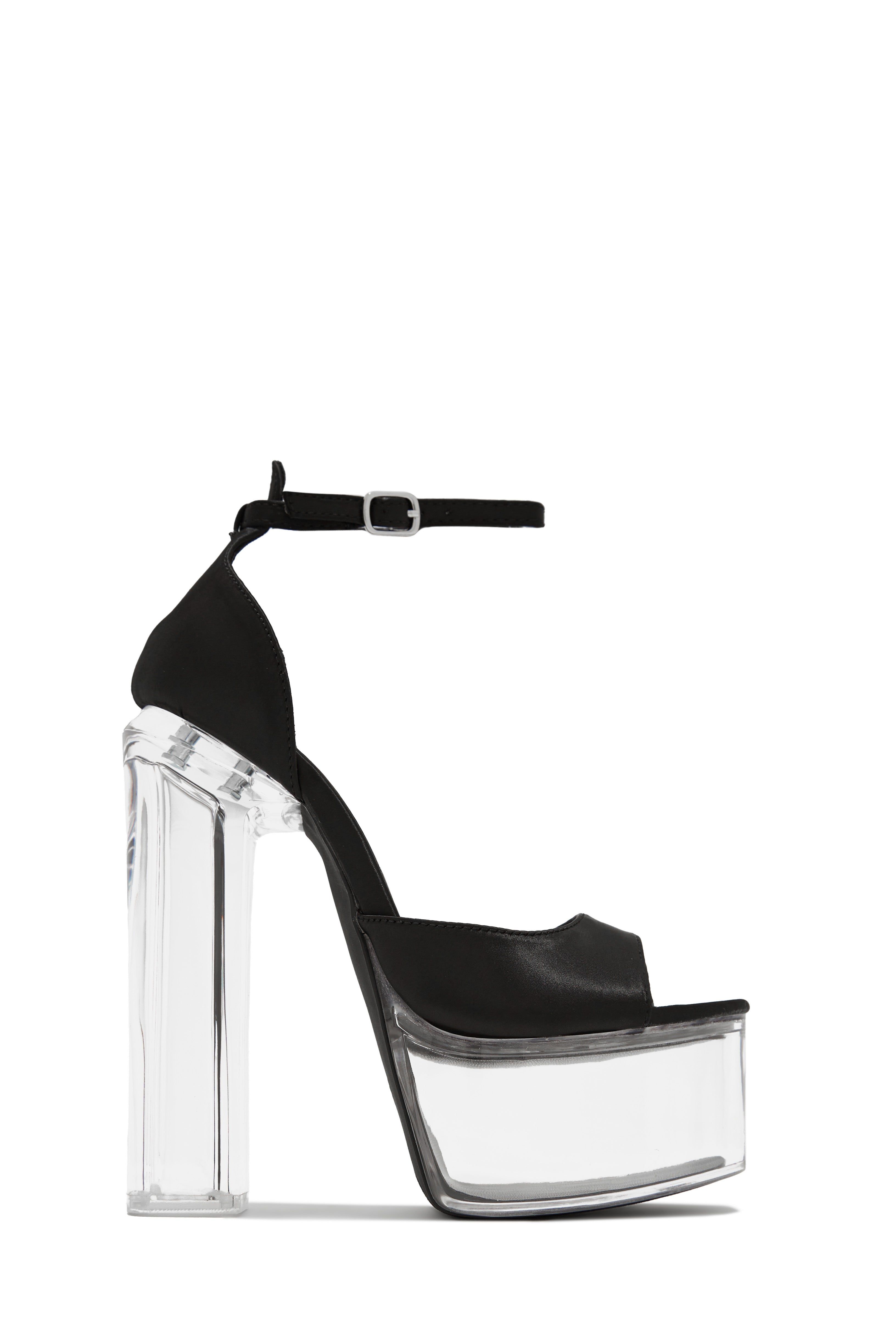 Venus Clear Platform Block High Heels - Black sold by Miss Lola product image thumbnail 2
