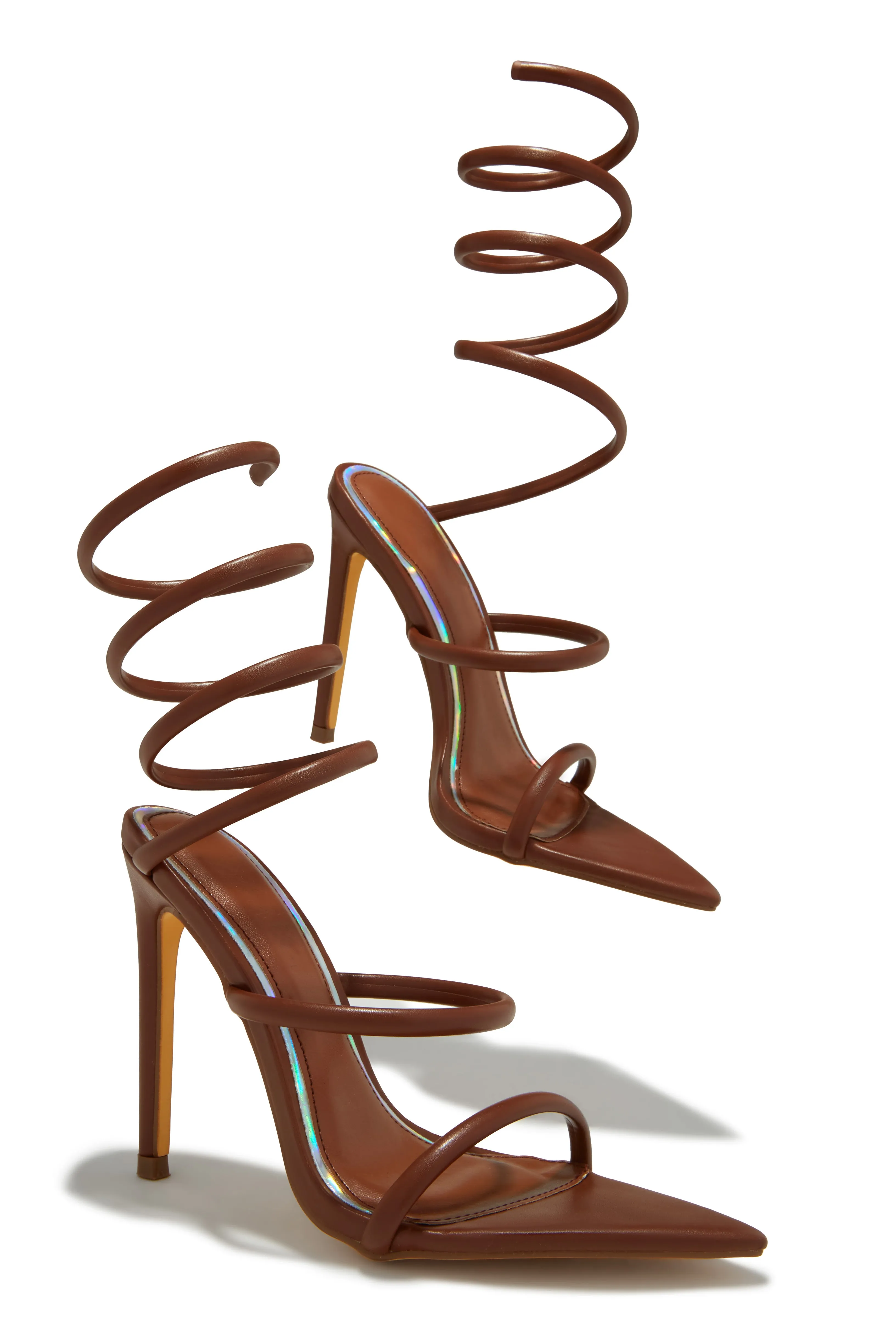 Nathalie Around The Ankle Coil High Heels - Brown sold by Miss Lola product image thumbnail 2