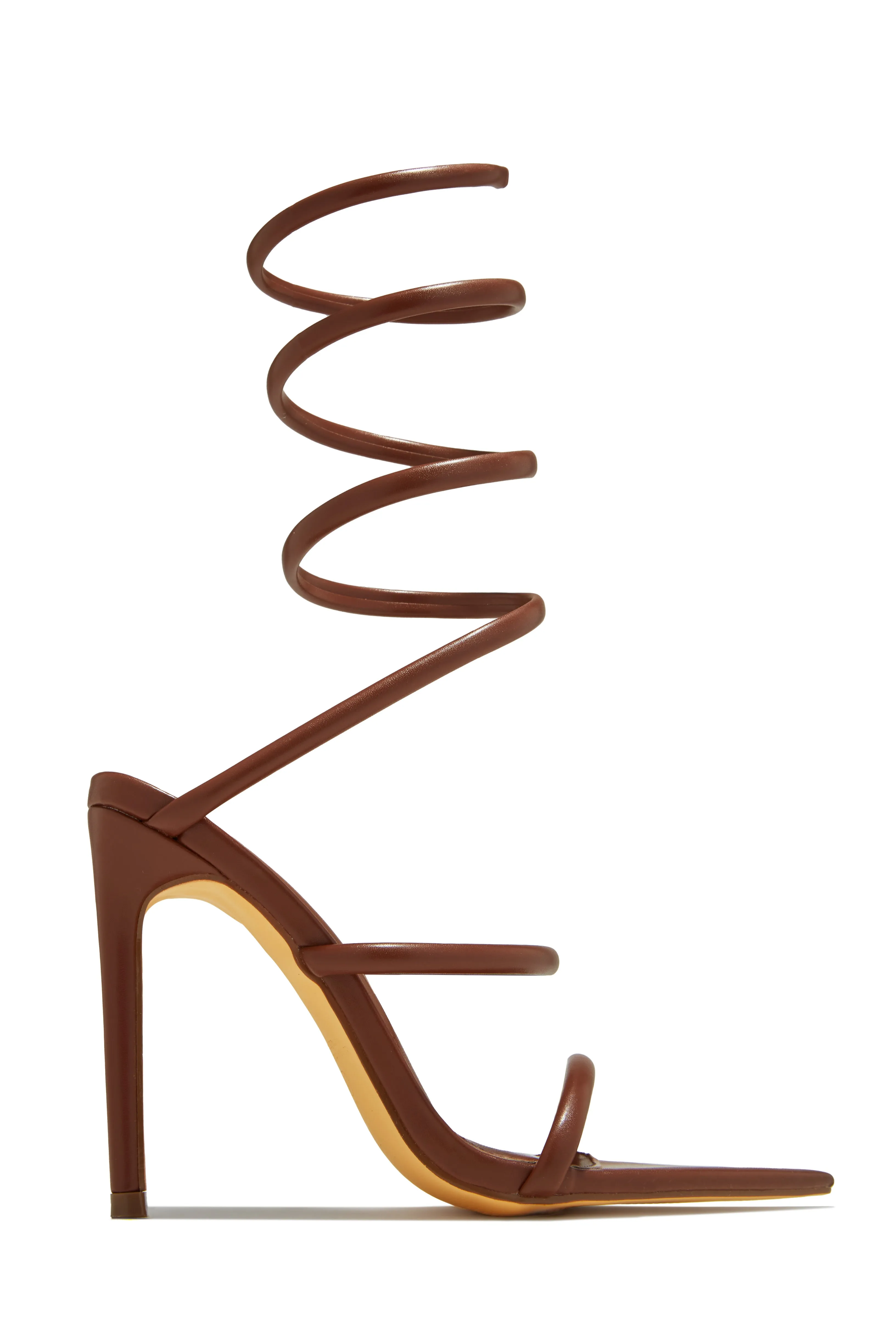 Nathalie Around The Ankle Coil High Heels - Brown sold by Miss Lola product image thumbnail 5
