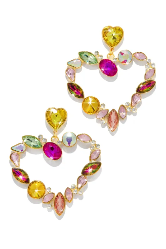 Holiday Love Stone Embellished Heart Earring - Multi sold by Miss Lola