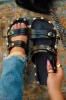 Erika Slip On Sandals - Black sold by Miss Lola