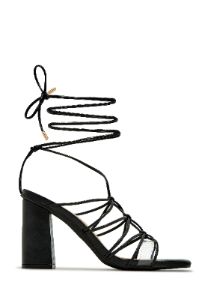 Palmera Lace Up Block Heels - White sold by Miss Lola