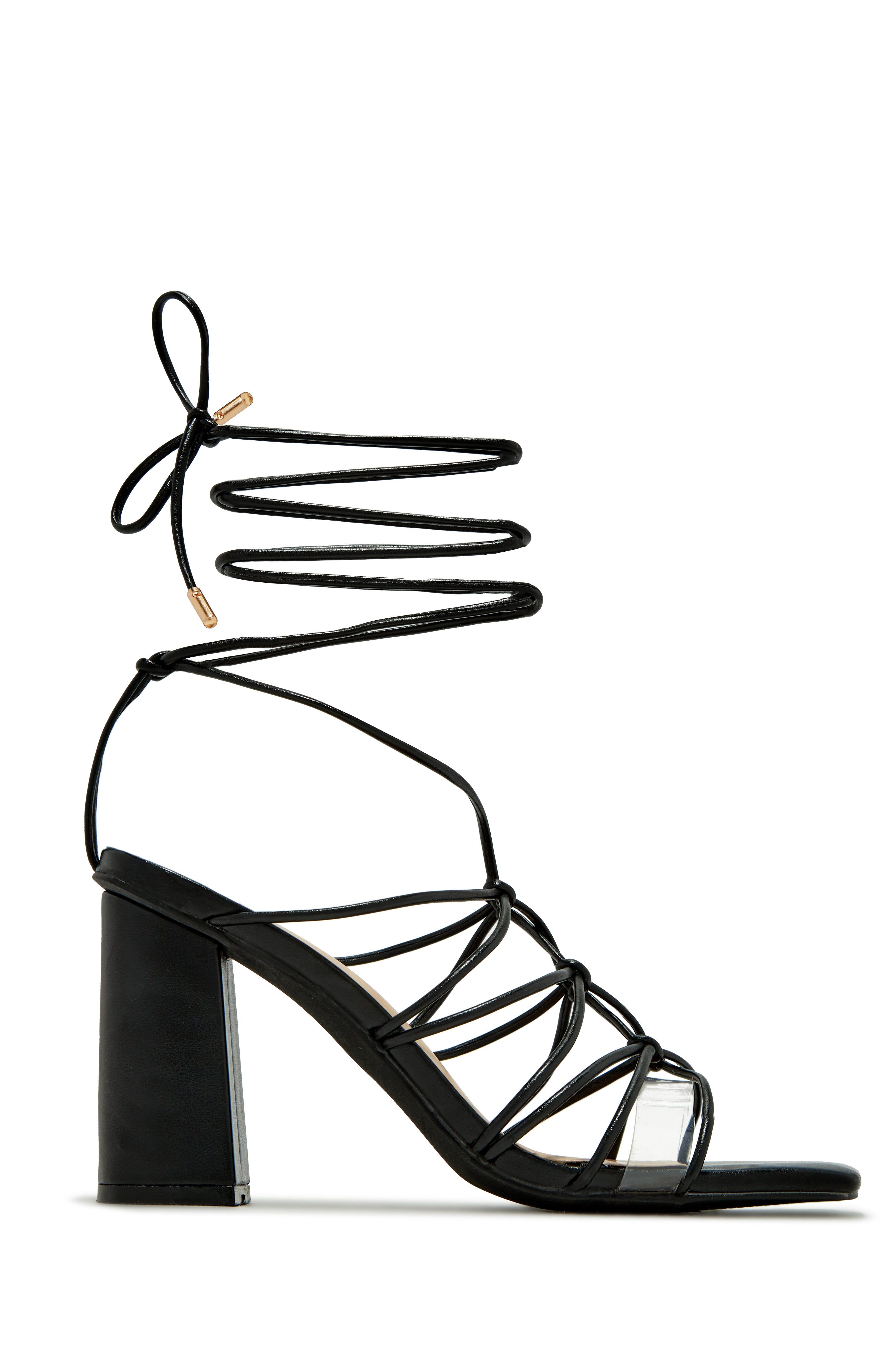 Palmera Lace Up Block Heels - White sold by Miss Lola product image thumbnail 5