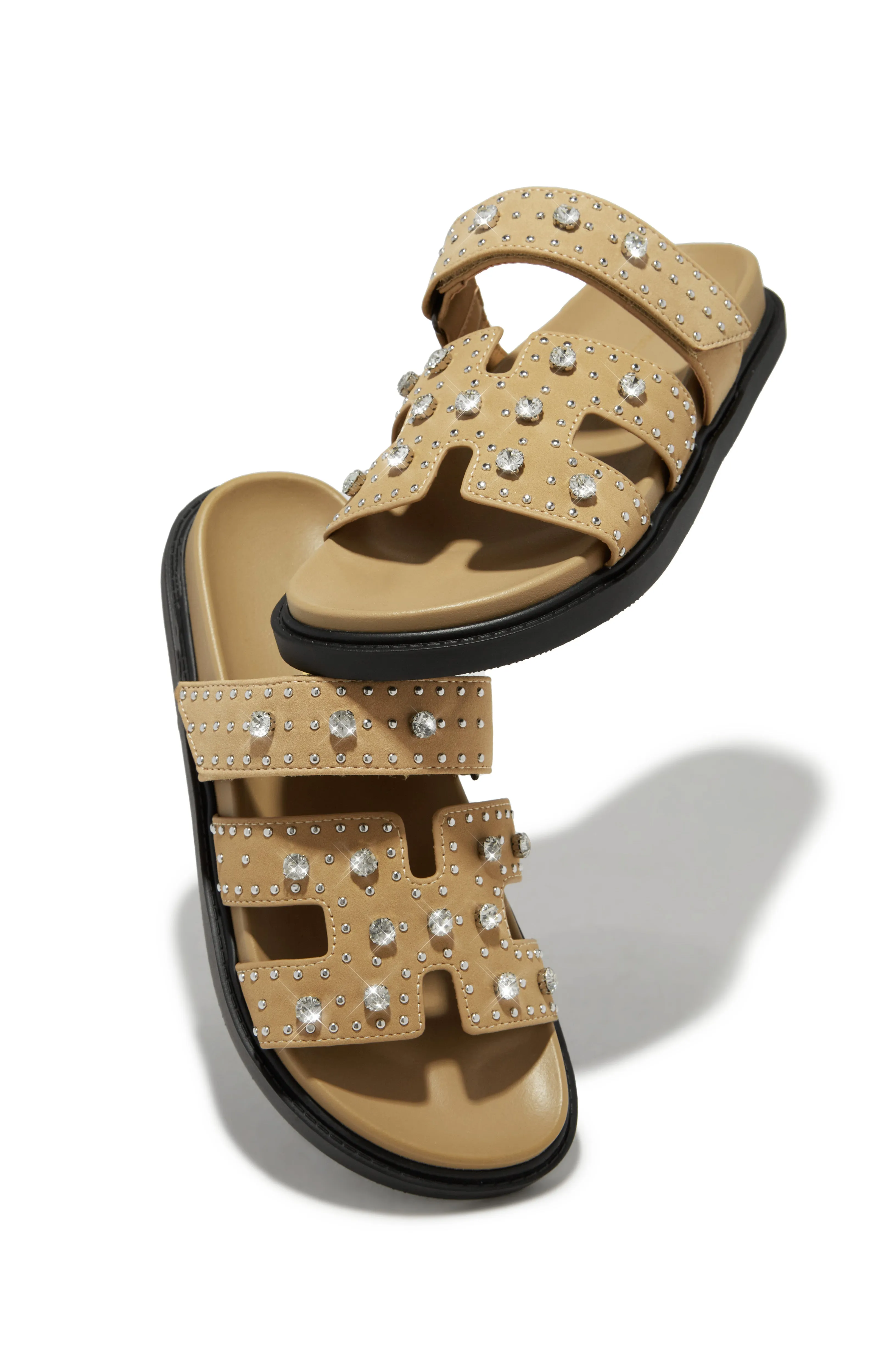 Amani Studded Embellished Slip On Sandals - Nude sold by Miss Lola