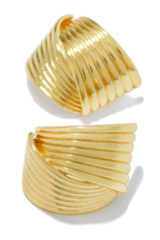 Gina Gold Dipped Statement Earring - Gold sold by Miss Lola