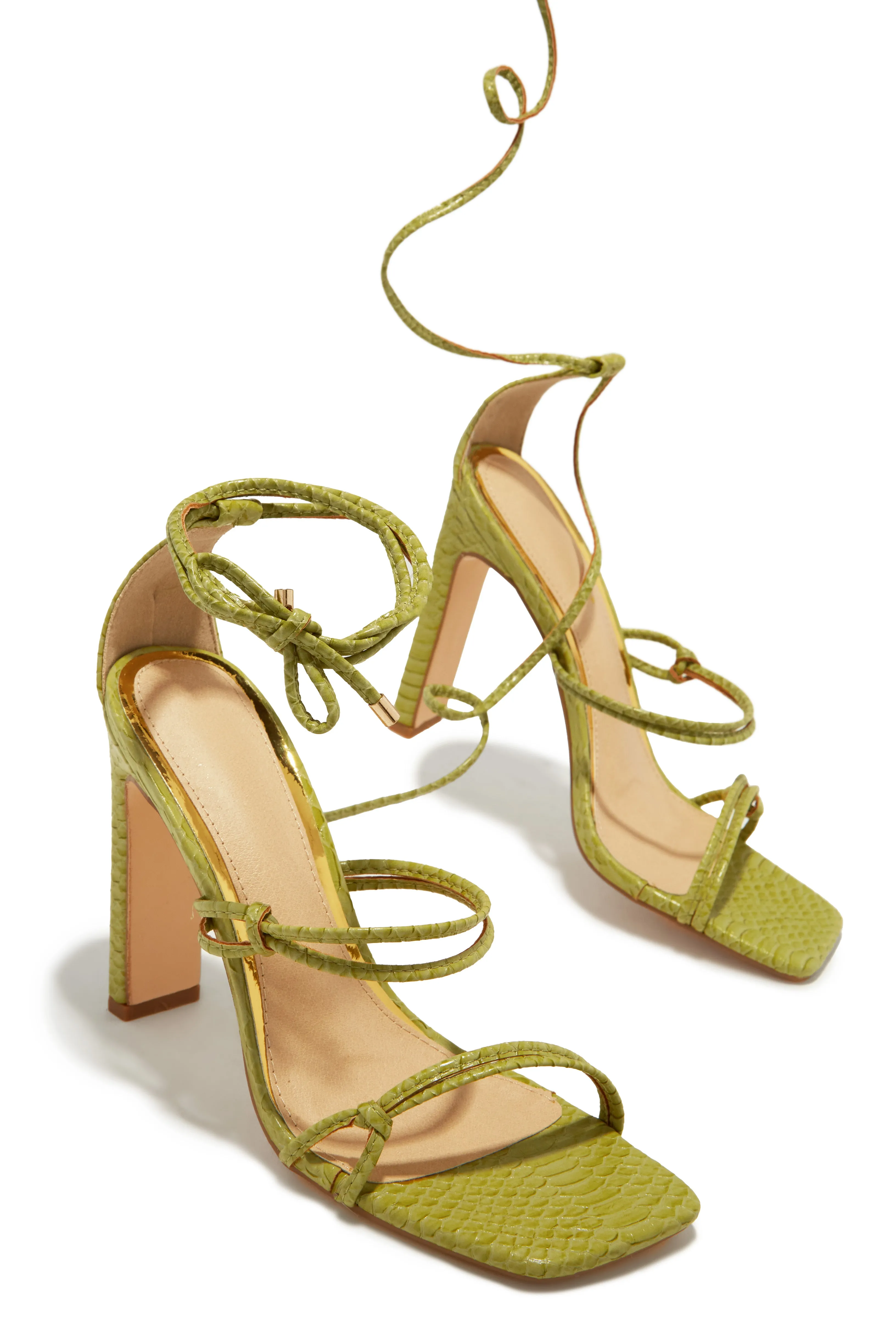 Imelda Lace Up High Heels - Sage Green sold by Miss Lola product image thumbnail 4