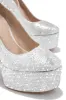 Amarya Embellished Platform Block High Heels - Silver sold by Miss Lola