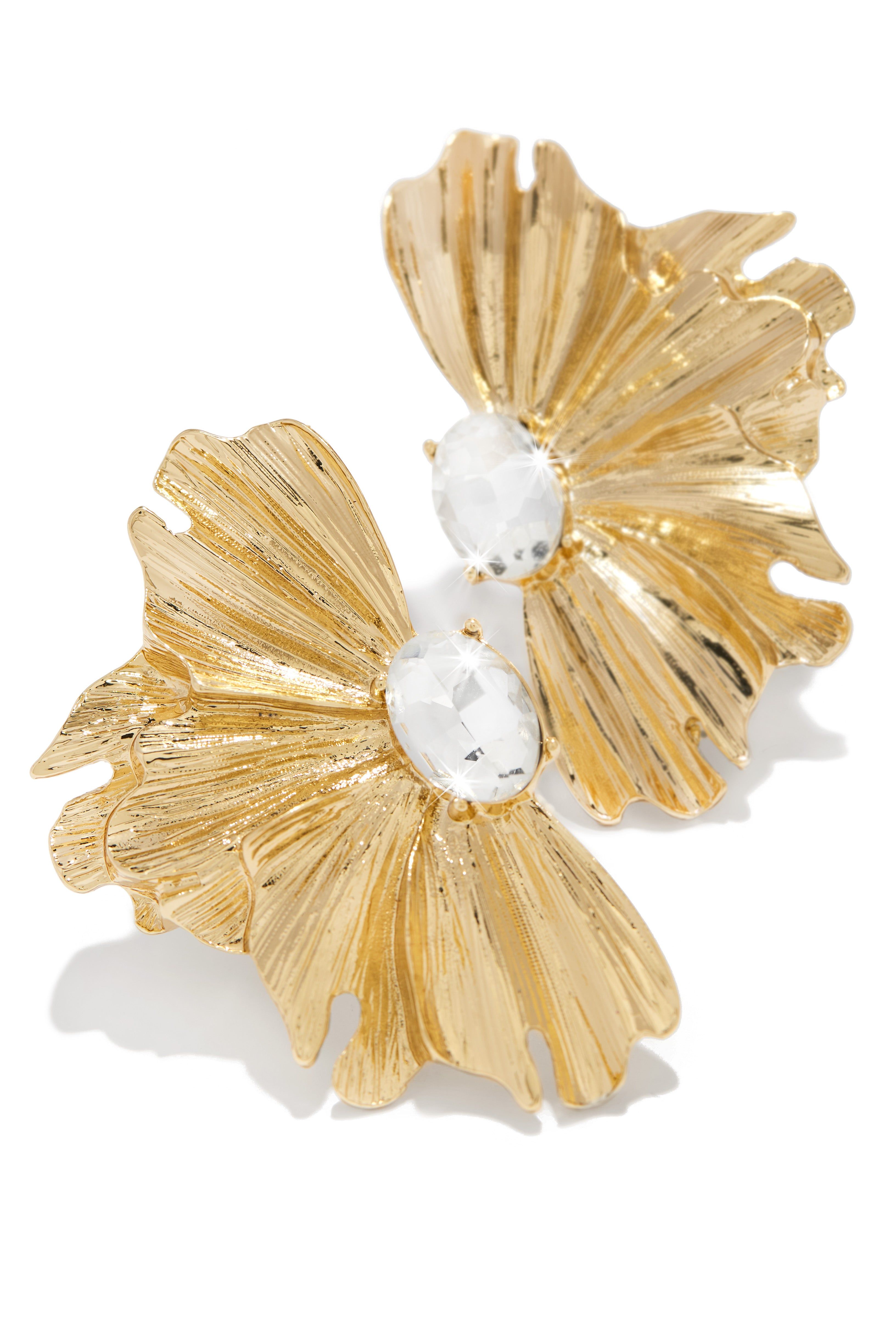 Clea Embellished Statement Earring - Gold sold by Miss Lola