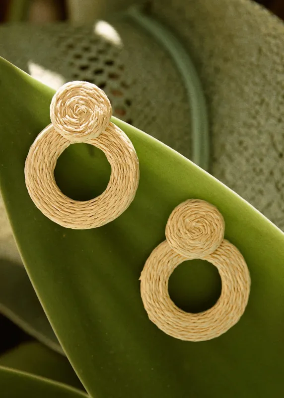 Lila Straw Statement Earring - Ivory sold by Miss Lola