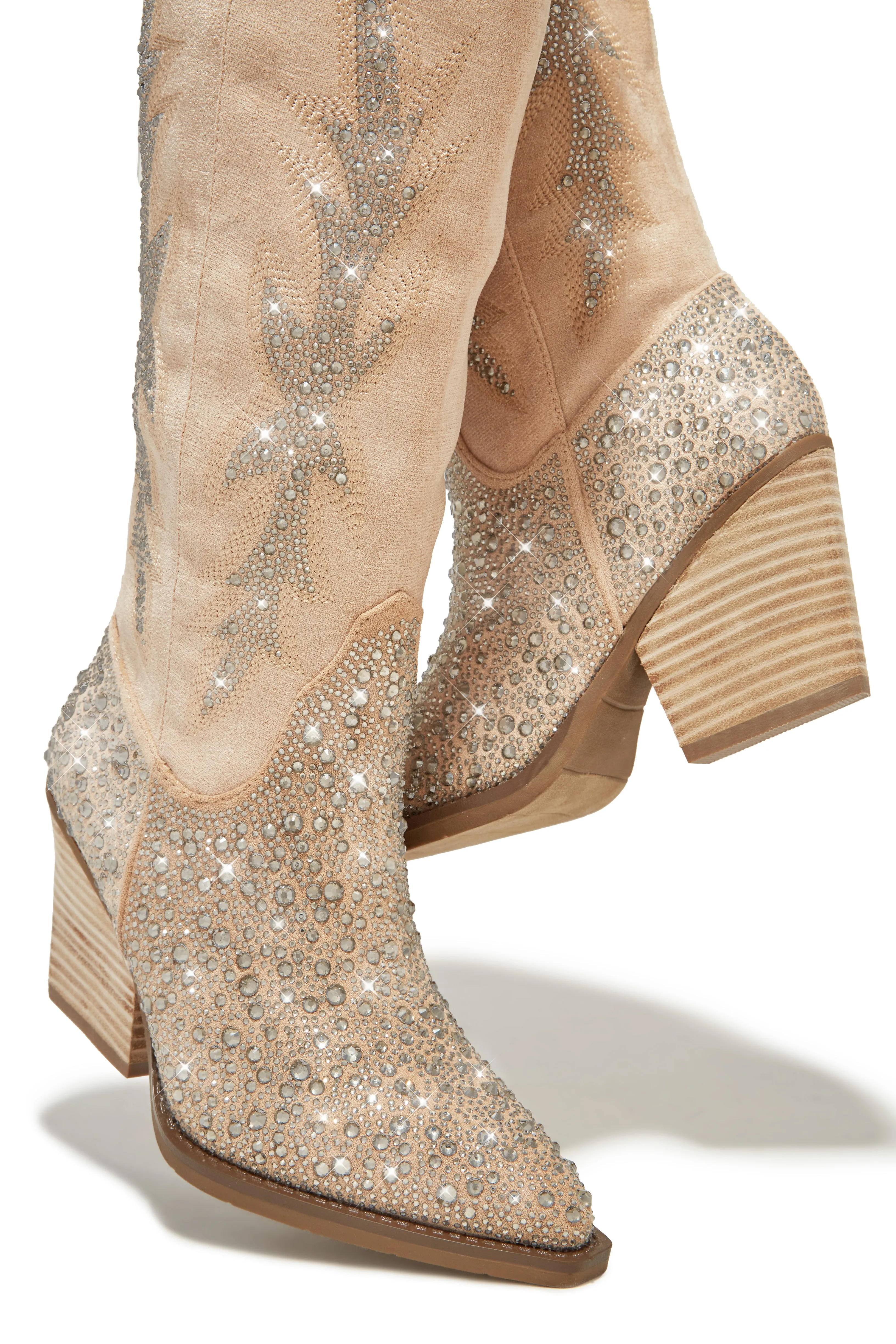 VIP Worthy Embellished Cowgirl Boots - Nude sold by Miss Lola product image thumbnail 4