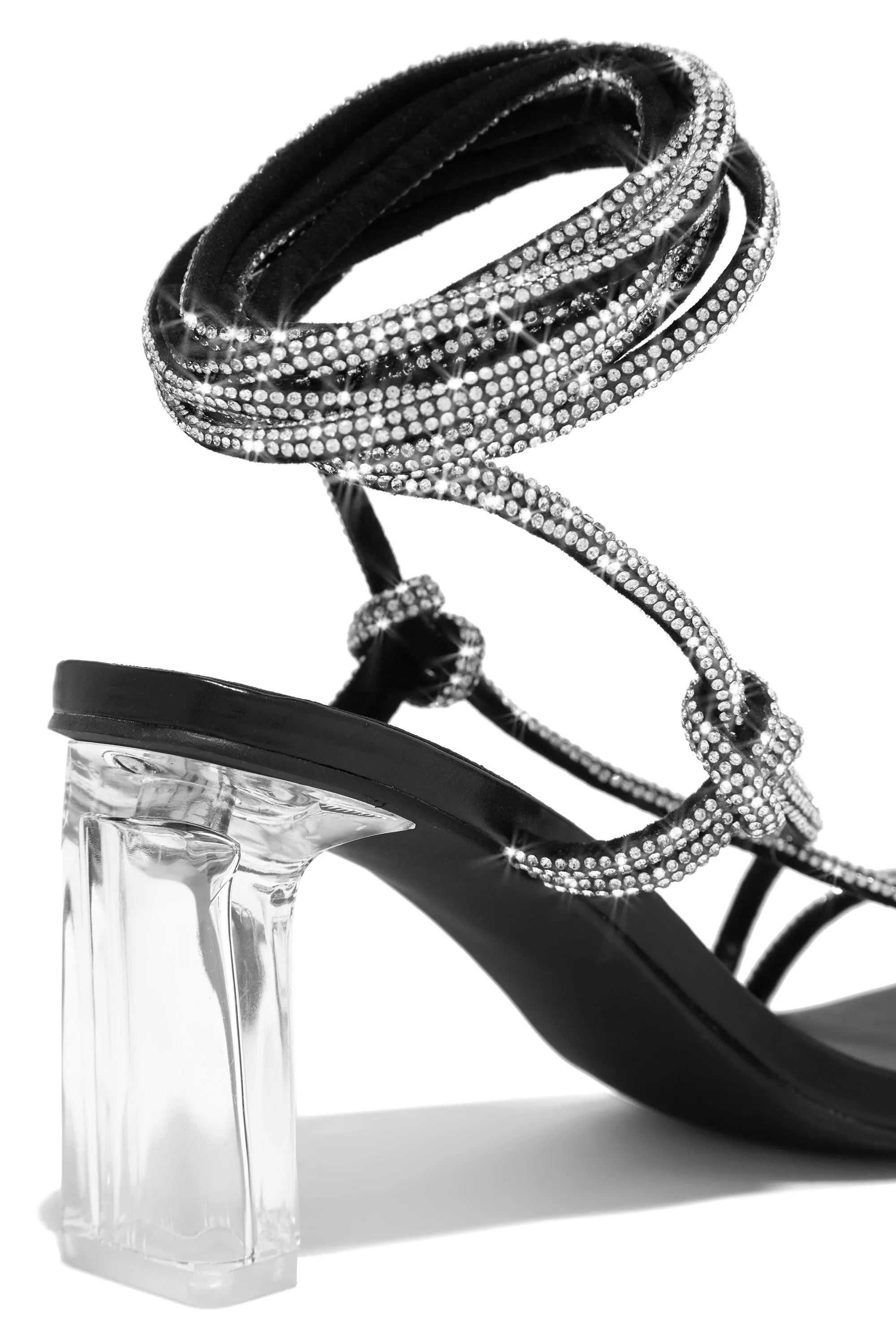 Hallie Embellished Lace Up Heels - Black sold by Miss Lola product image thumbnail 4