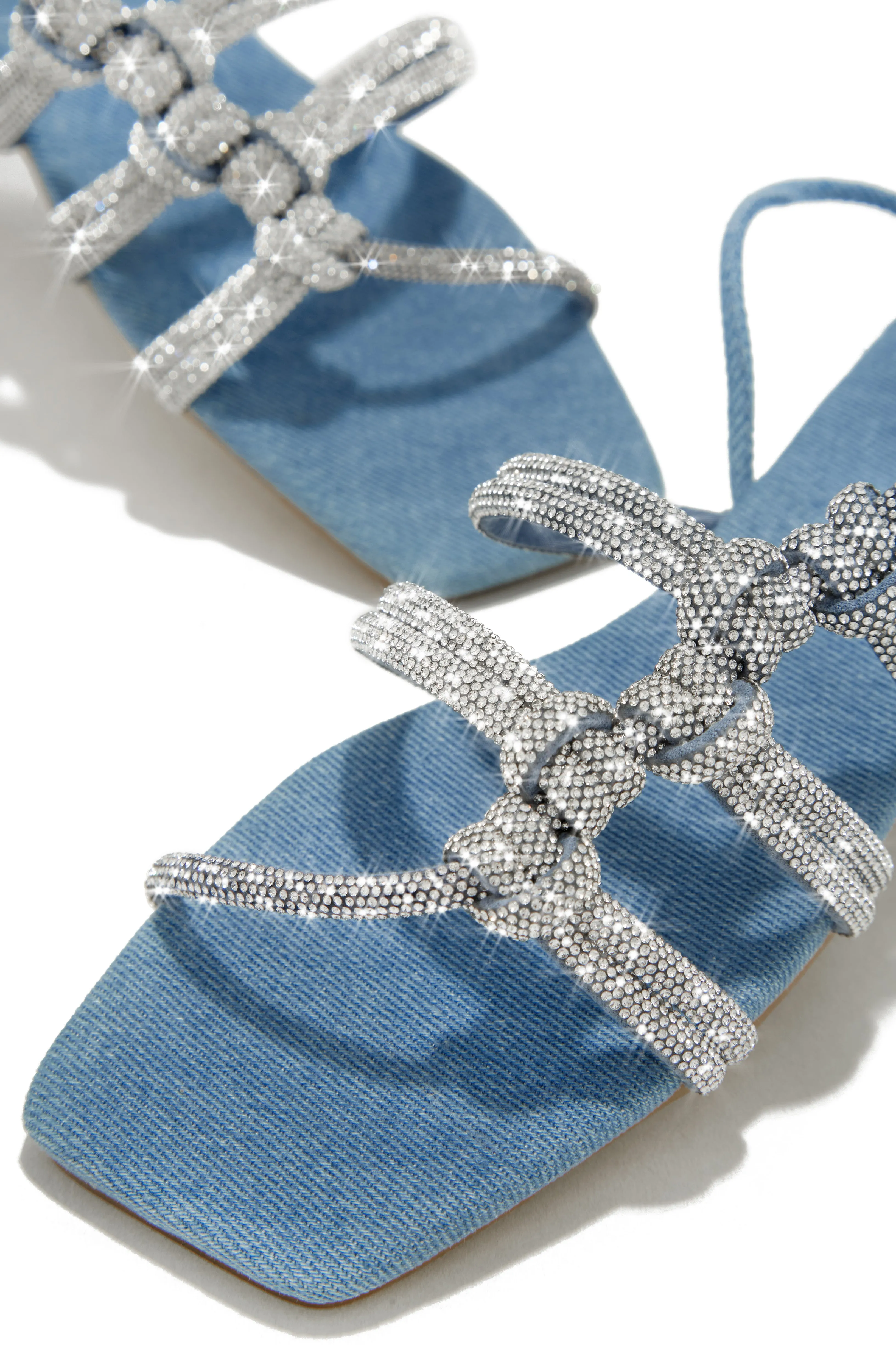 Ibiza Nights Embellished Lace Up Sandals - Denim sold by Miss Lola product image thumbnail 3