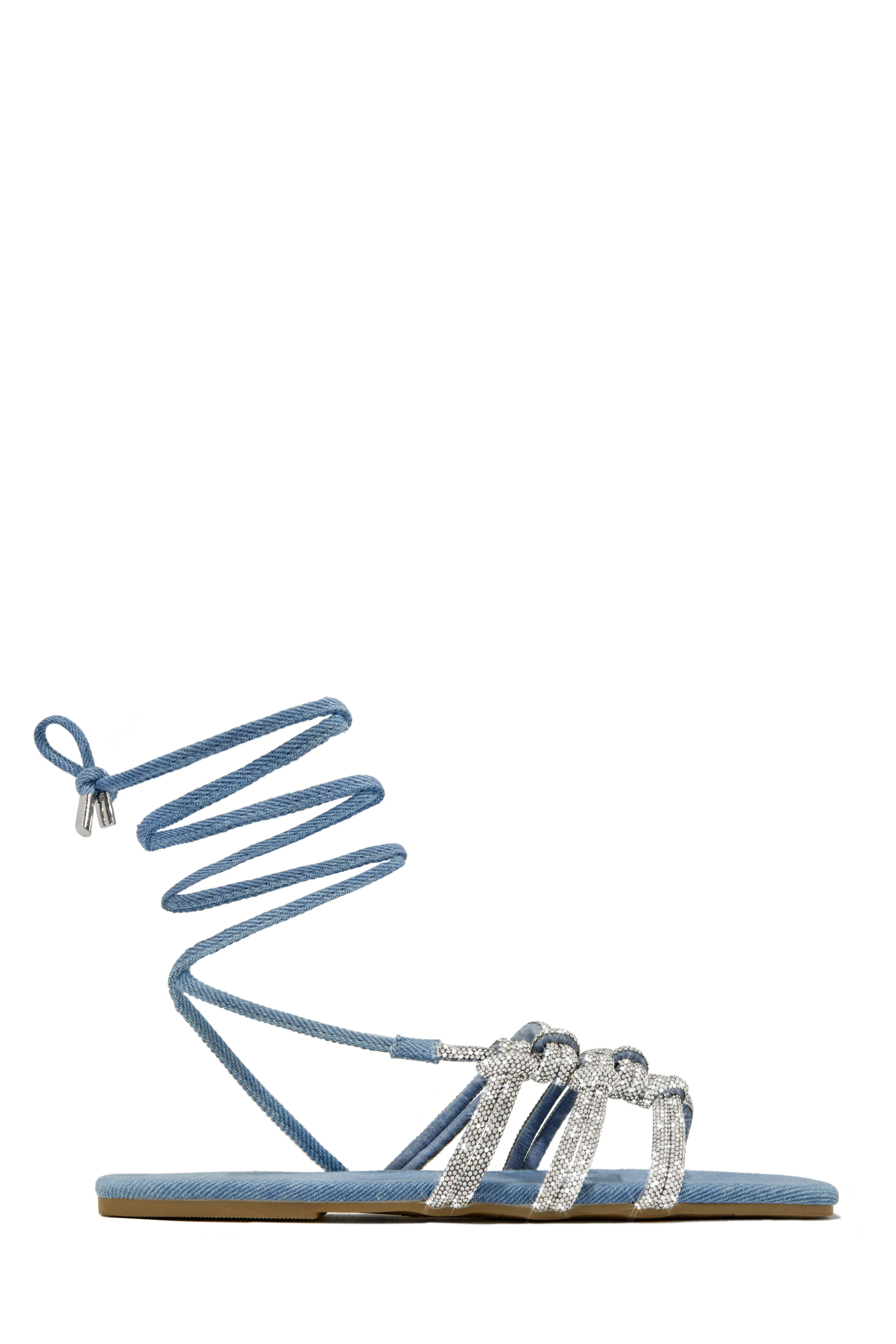 Ibiza Nights Embellished Lace Up Sandals - Denim sold by Miss Lola product image thumbnail 5