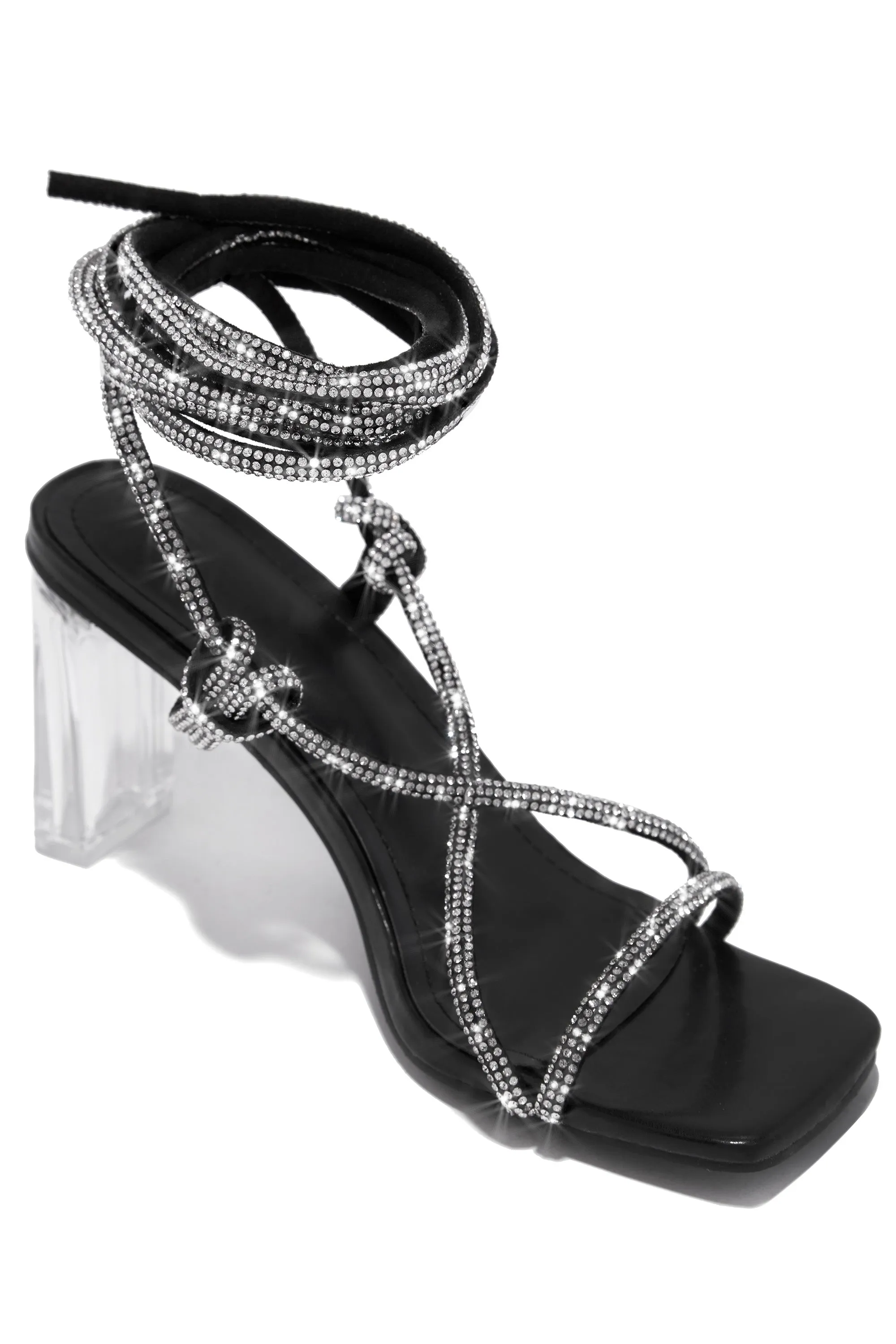 Hallie Embellished Lace Up Heels - Black sold by Miss Lola product image thumbnail 2