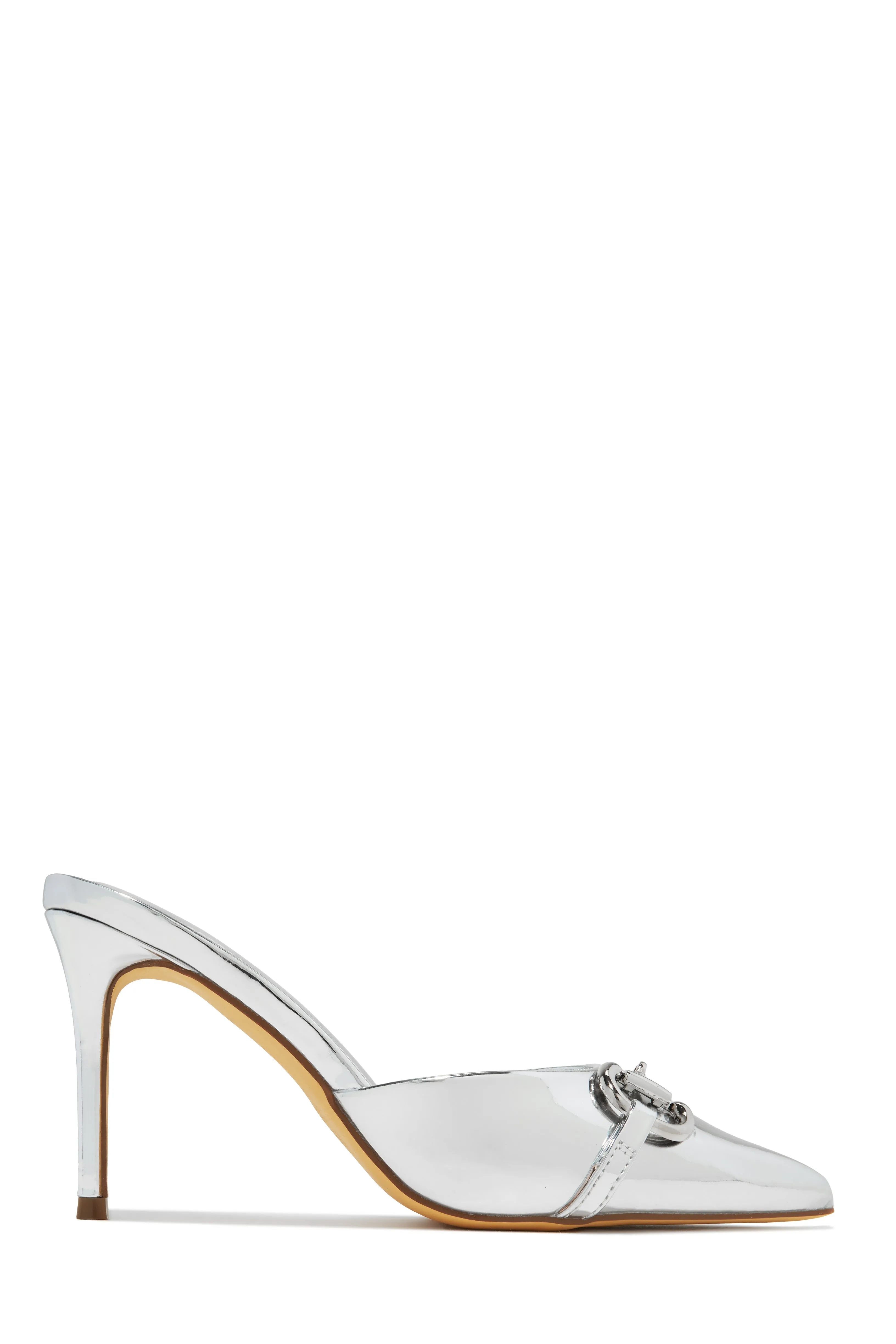 Kaia Pointed Toe Mule Heels - Silver sold by Miss Lola product image thumbnail 5