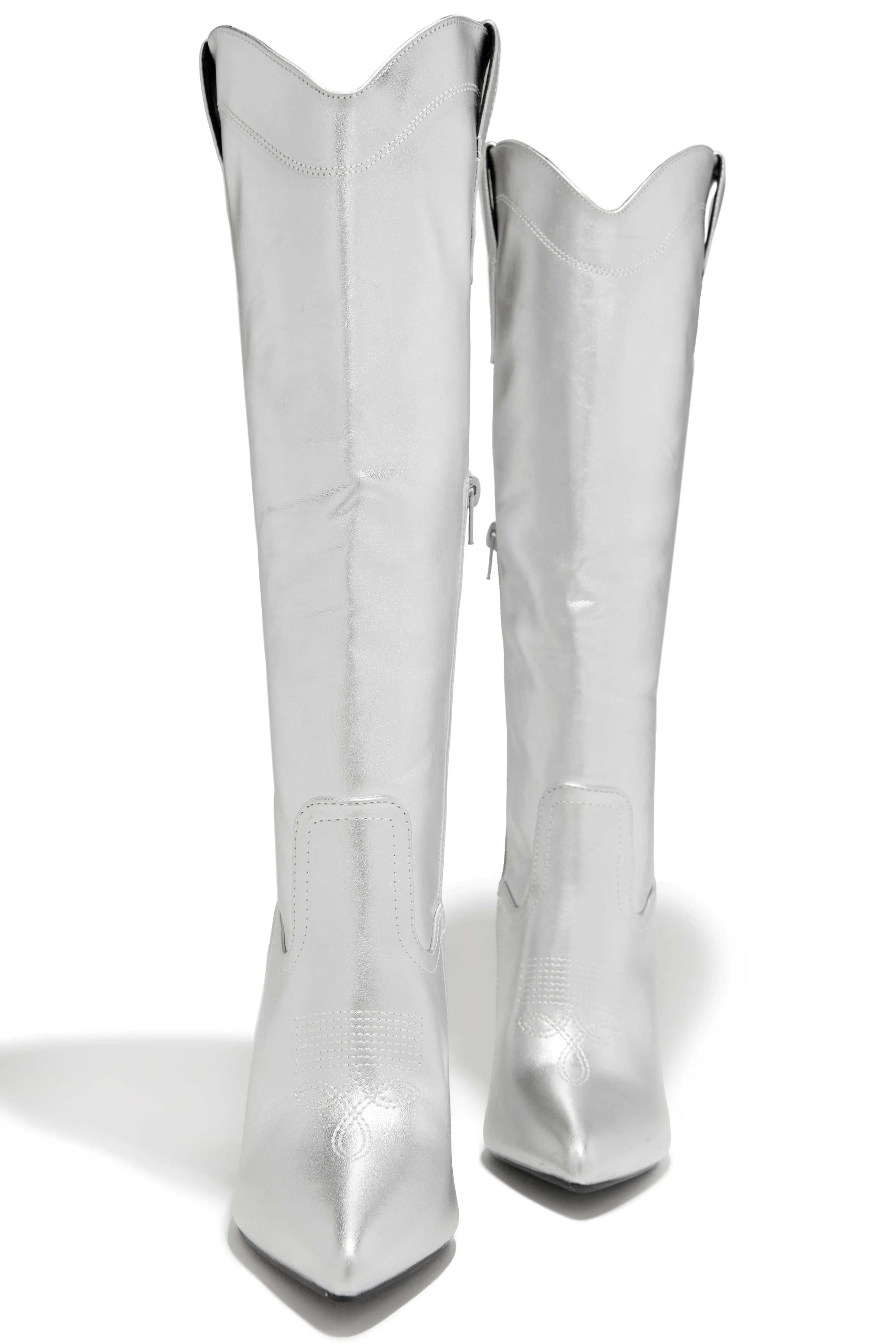 Erin High Heel Boots - Silver sold by Miss Lola product image thumbnail 4