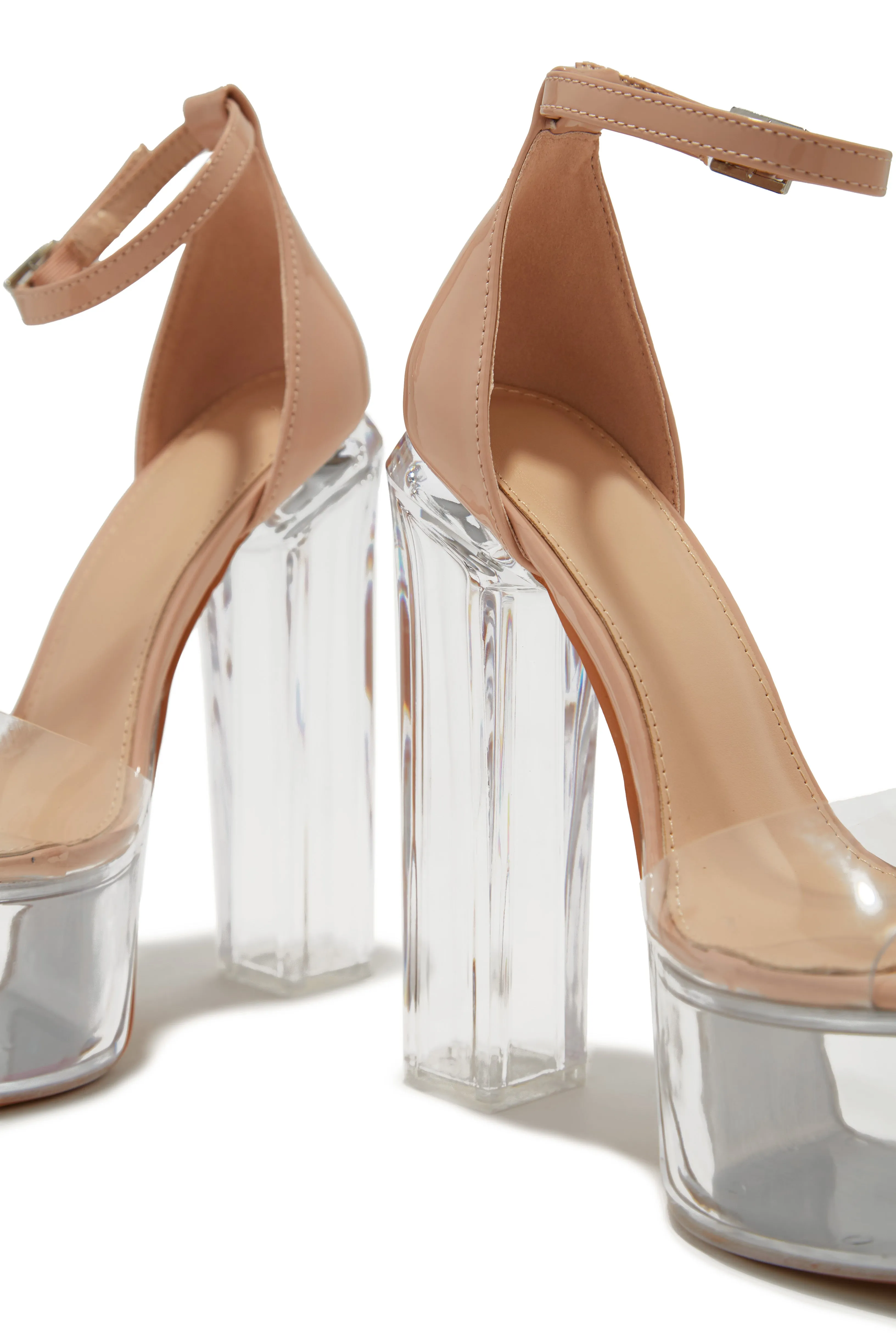 High Rise Platform Block High Heels - Nude sold by Miss Lola product image thumbnail 5