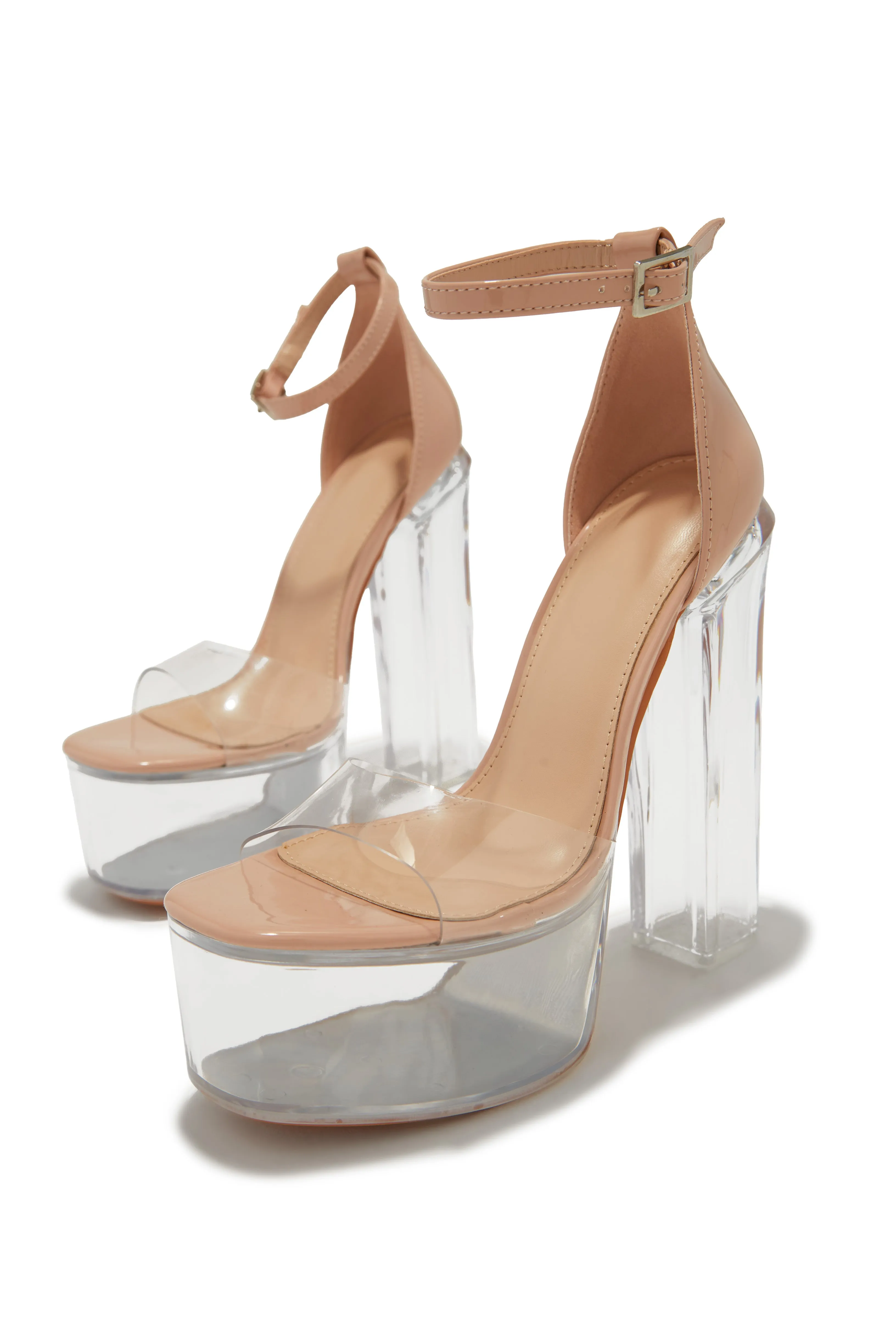 High Rise Platform Block High Heels - Nude sold by Miss Lola product image thumbnail 2