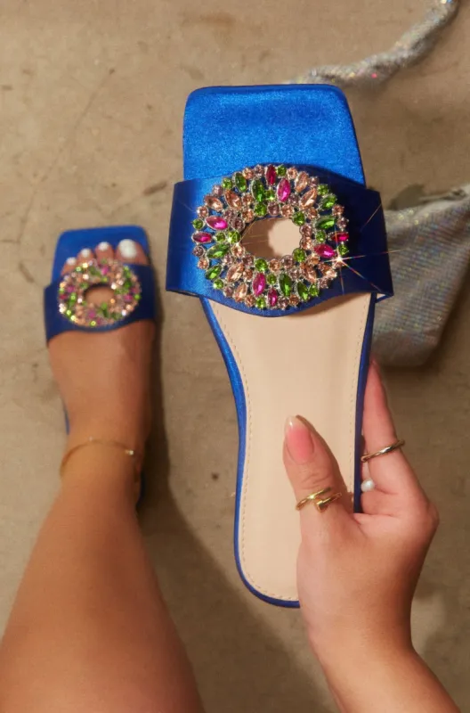 Dolce Summer Embellished Slip On Sandals - Blue sold by Miss Lola