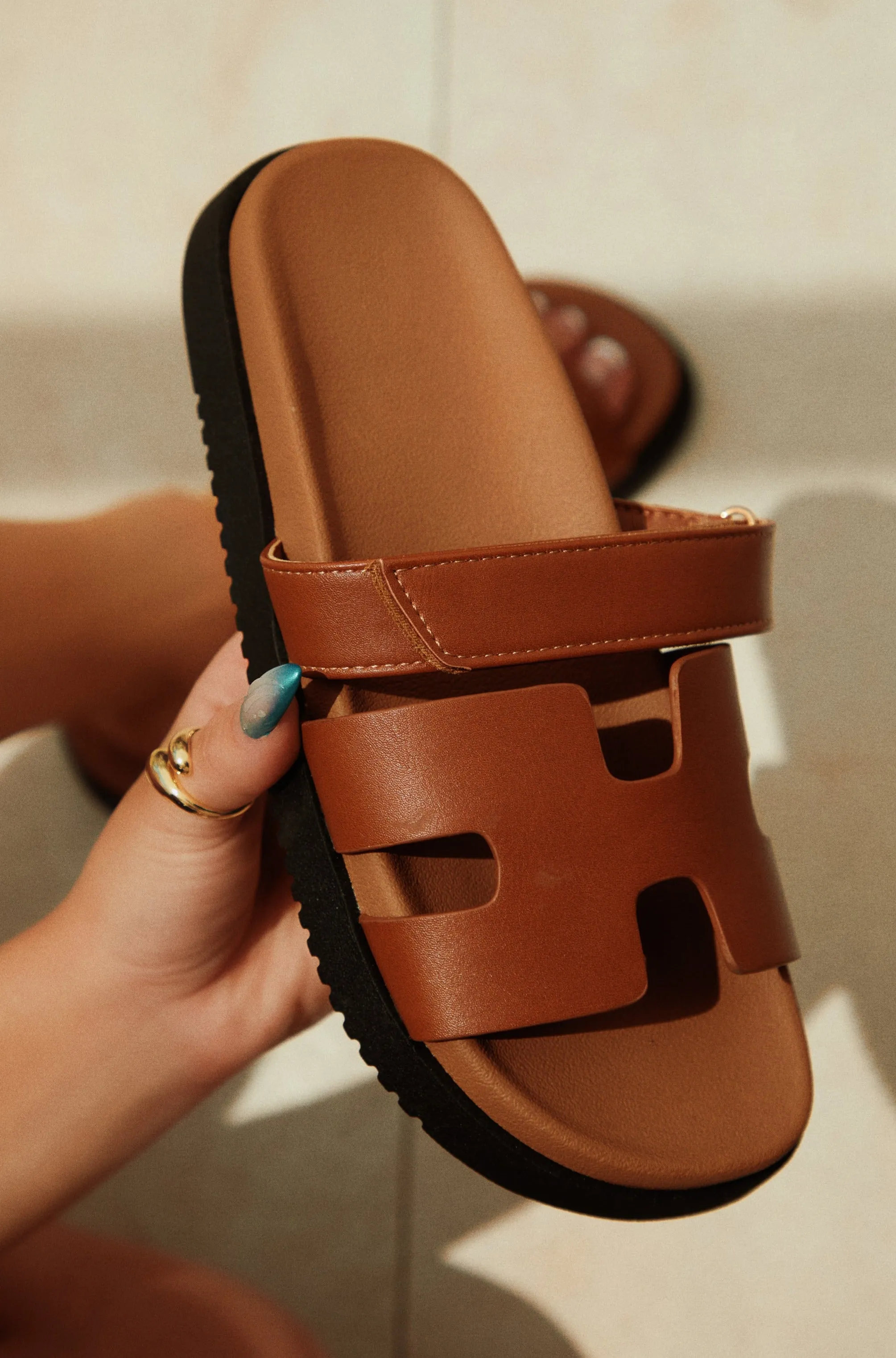 Sun Kissed Sun Slip On Sandals - Tan sold by Miss Lola