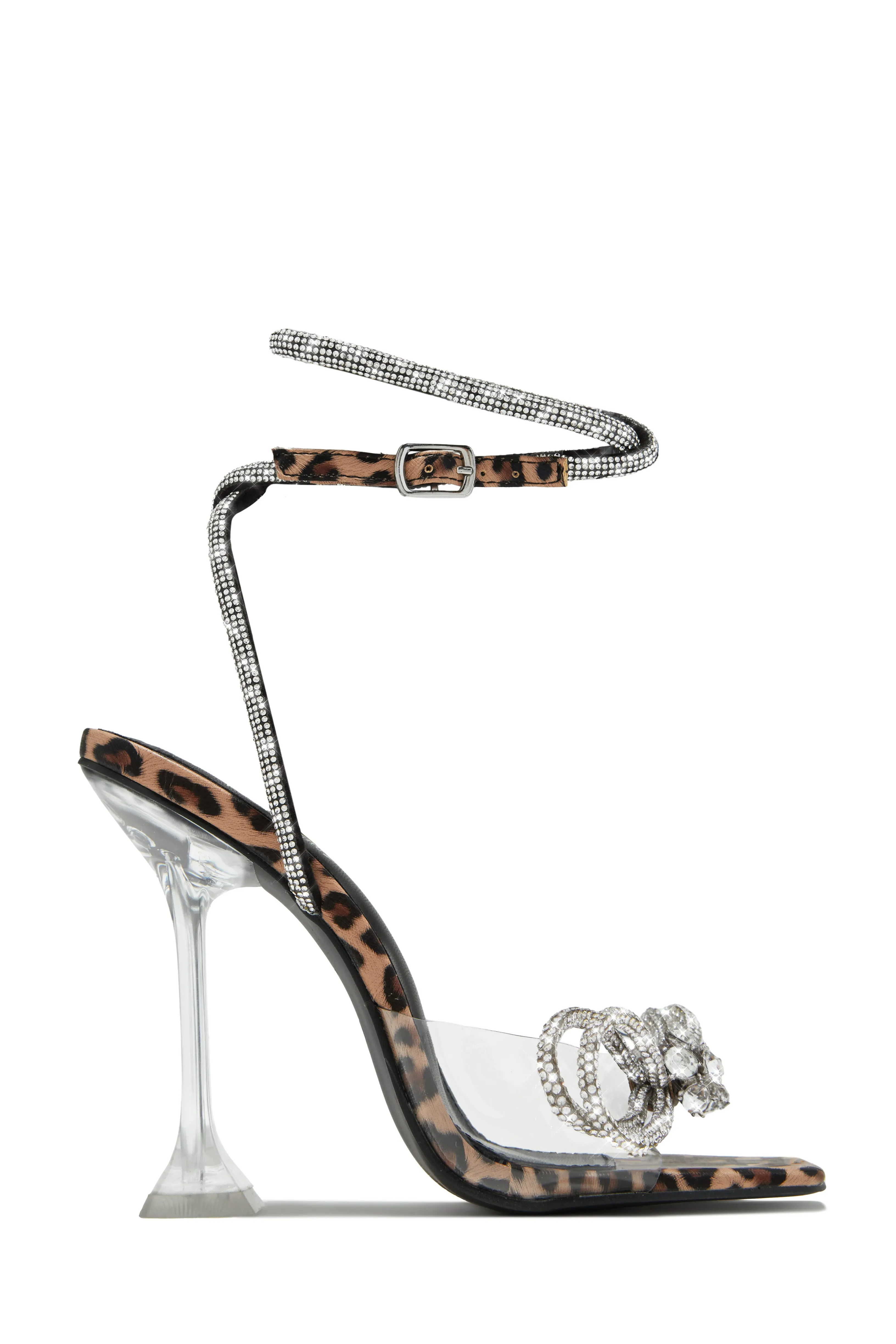 Amaria Embellished Bow Strap High Heels - Leopard sold by Miss Lola product image thumbnail 5