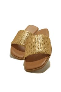 Private Flights Flat Slip On Sandals - Gold sold by Miss Lola
