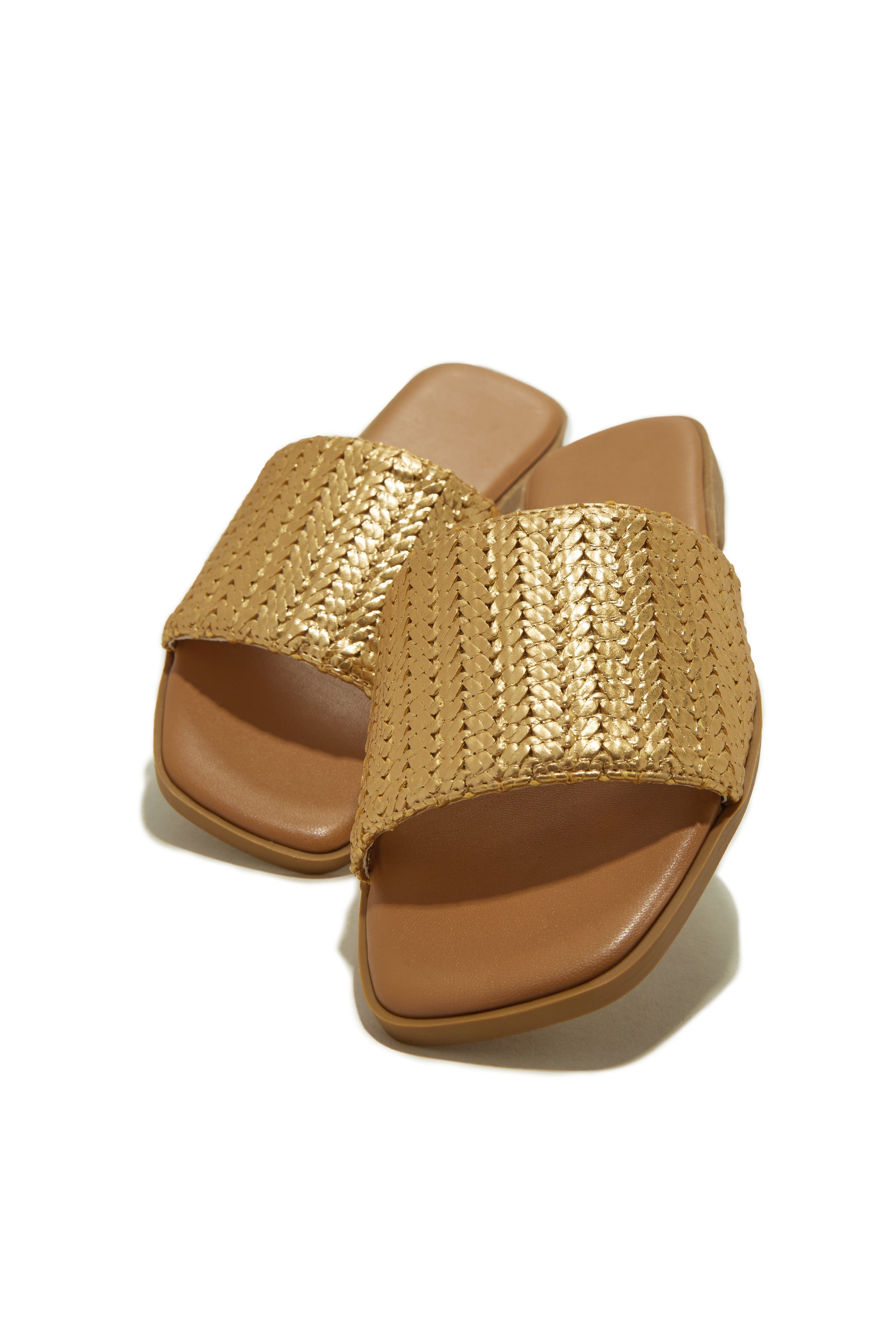 Private Flights Flat Slip On Sandals - Gold sold by Miss Lola product image thumbnail 3
