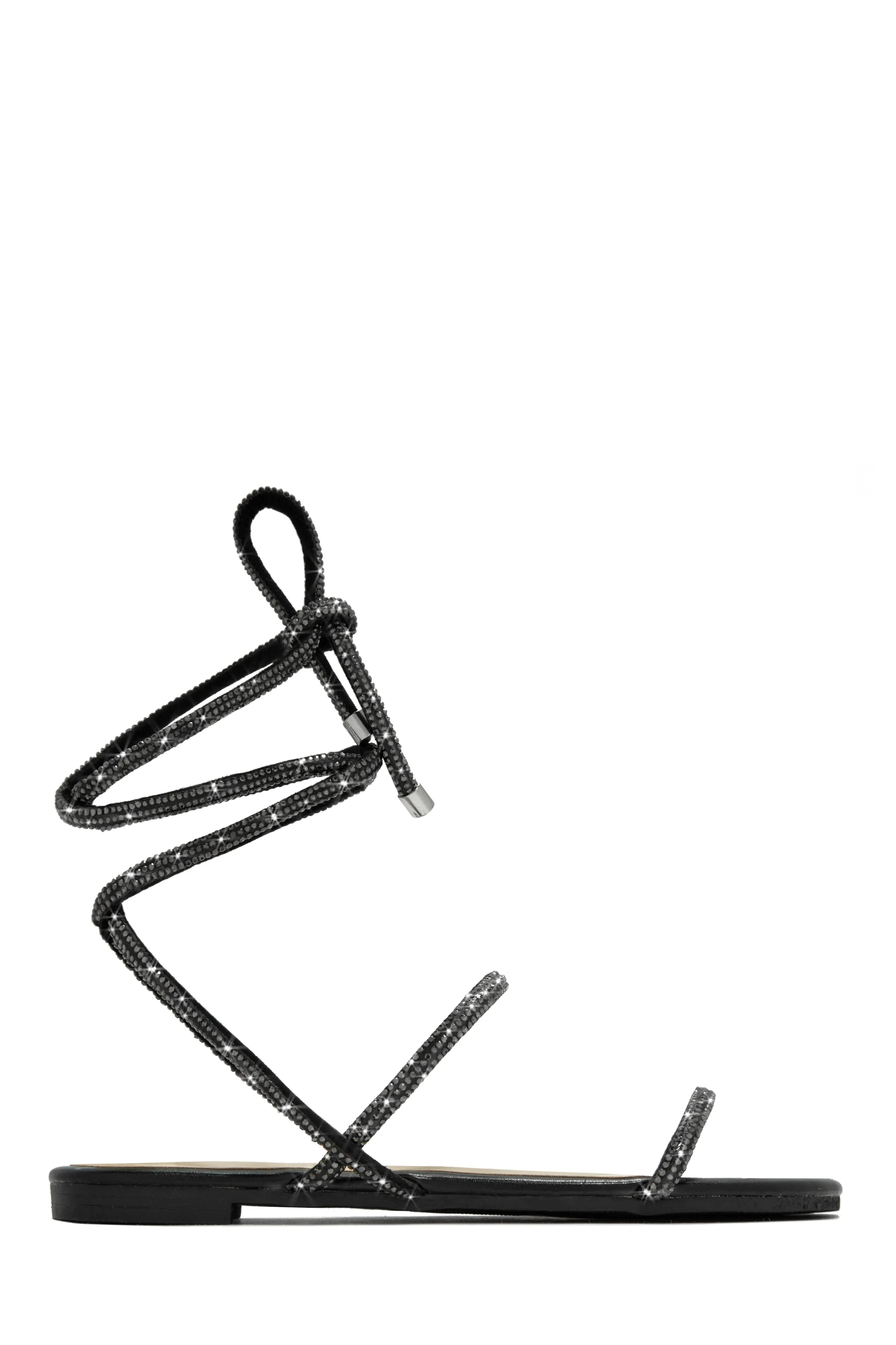 Summers In Tulum Embellished Lace Up Sandals - Black sold by Miss Lola product image thumbnail 4