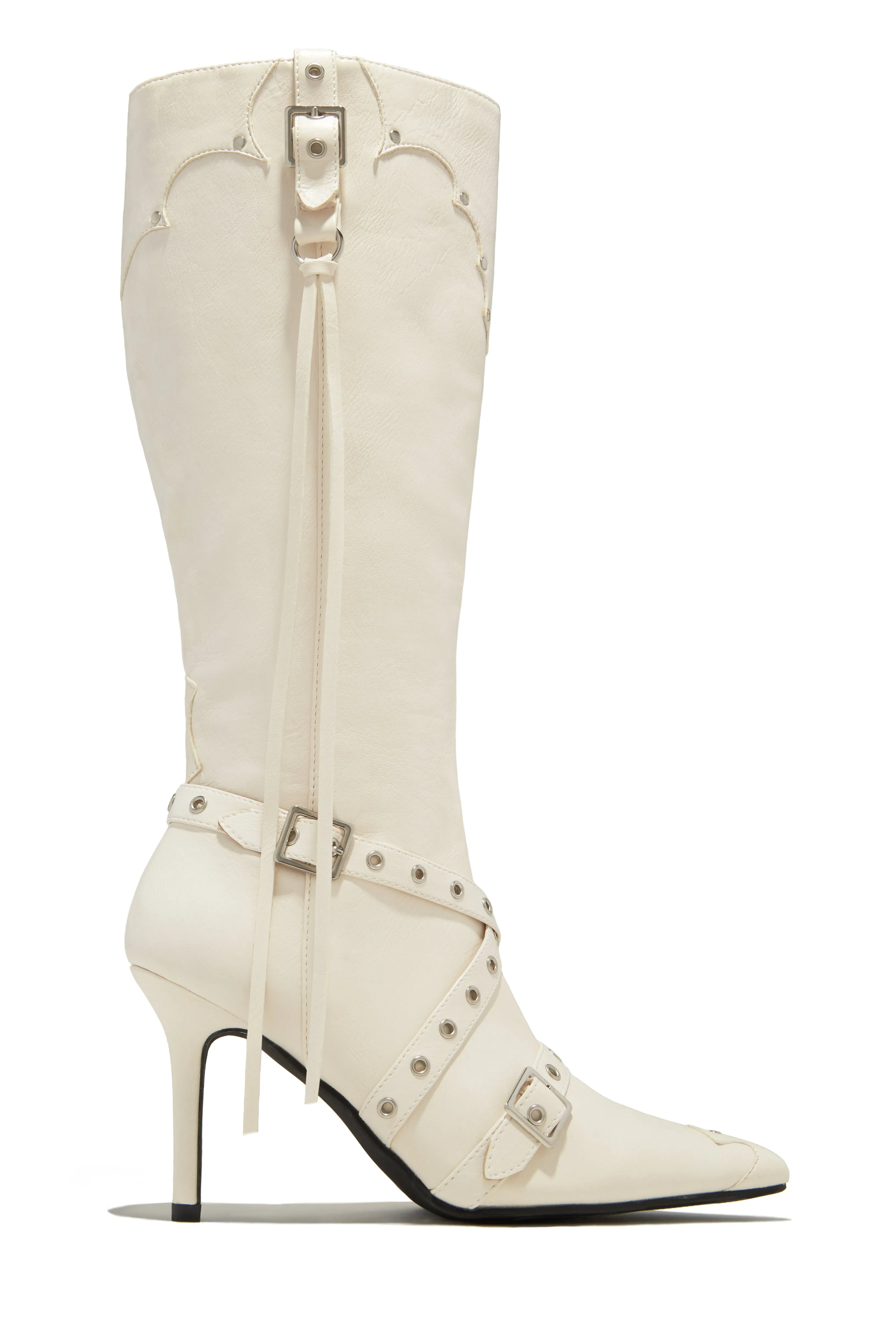 Jerri Knee High Boots - Cream sold by Miss Lola product image thumbnail 3