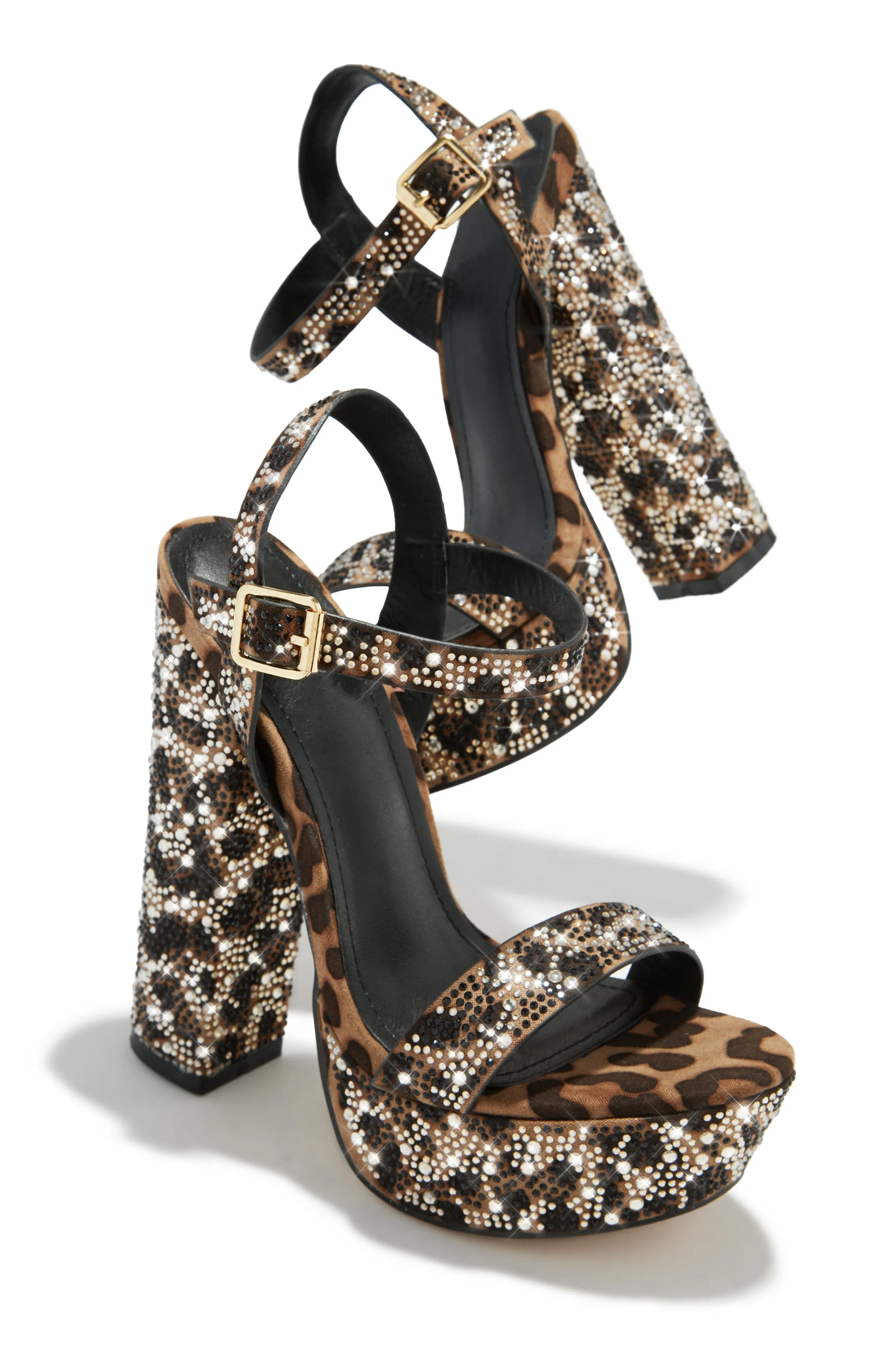 Jayde Embellished Platform Block Heels - Leopard sold by Miss Lola product image thumbnail 4