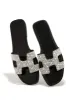 Bianka Embellished Slip On Sandals - Black sold by Miss Lola