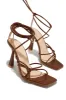Aileen Lace Up Heels - Brown sold by Miss Lola