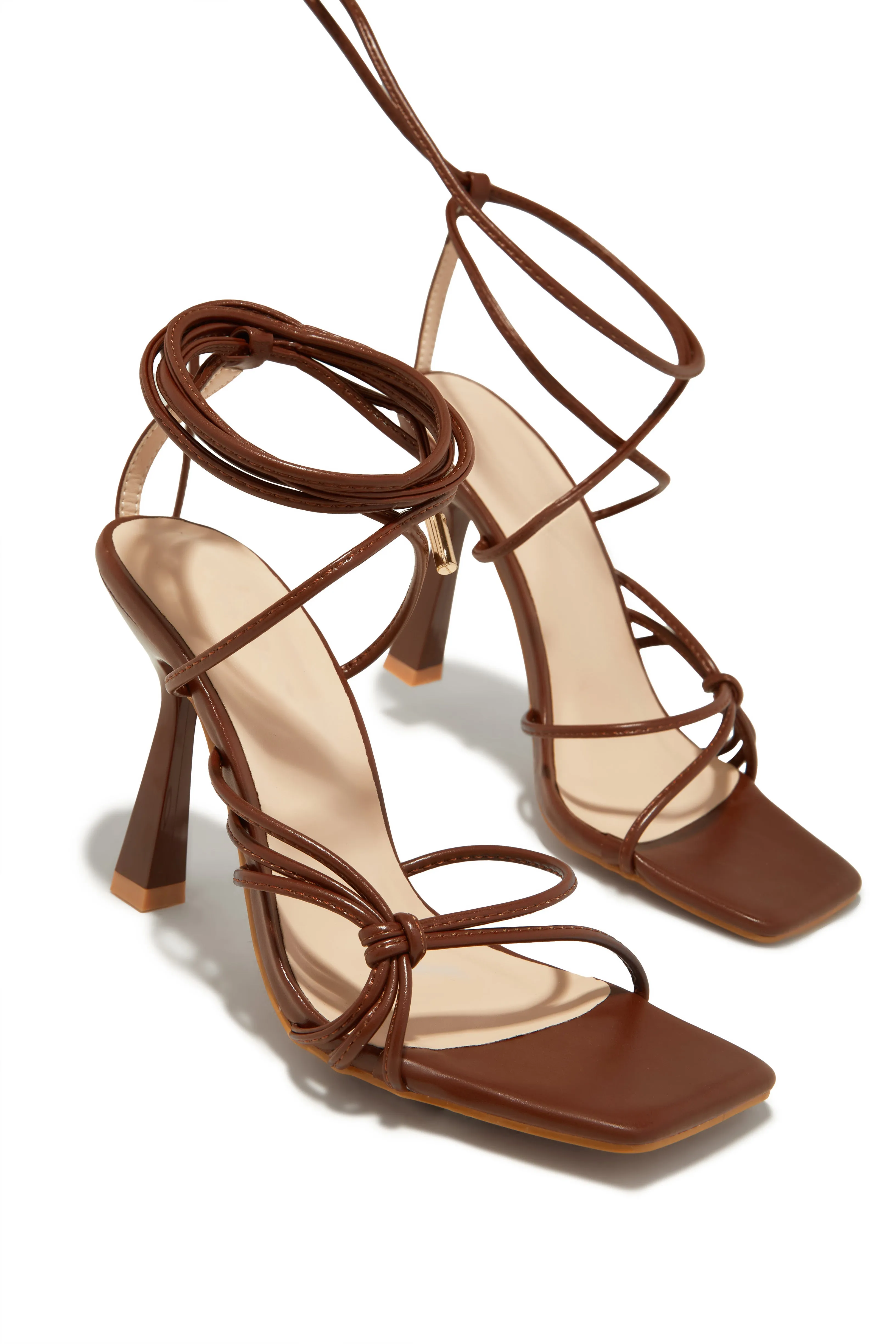 Aileen Lace Up Heels - Brown sold by Miss Lola product image thumbnail 2