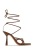 Aileen Lace Up Heels - Brown sold by Miss Lola