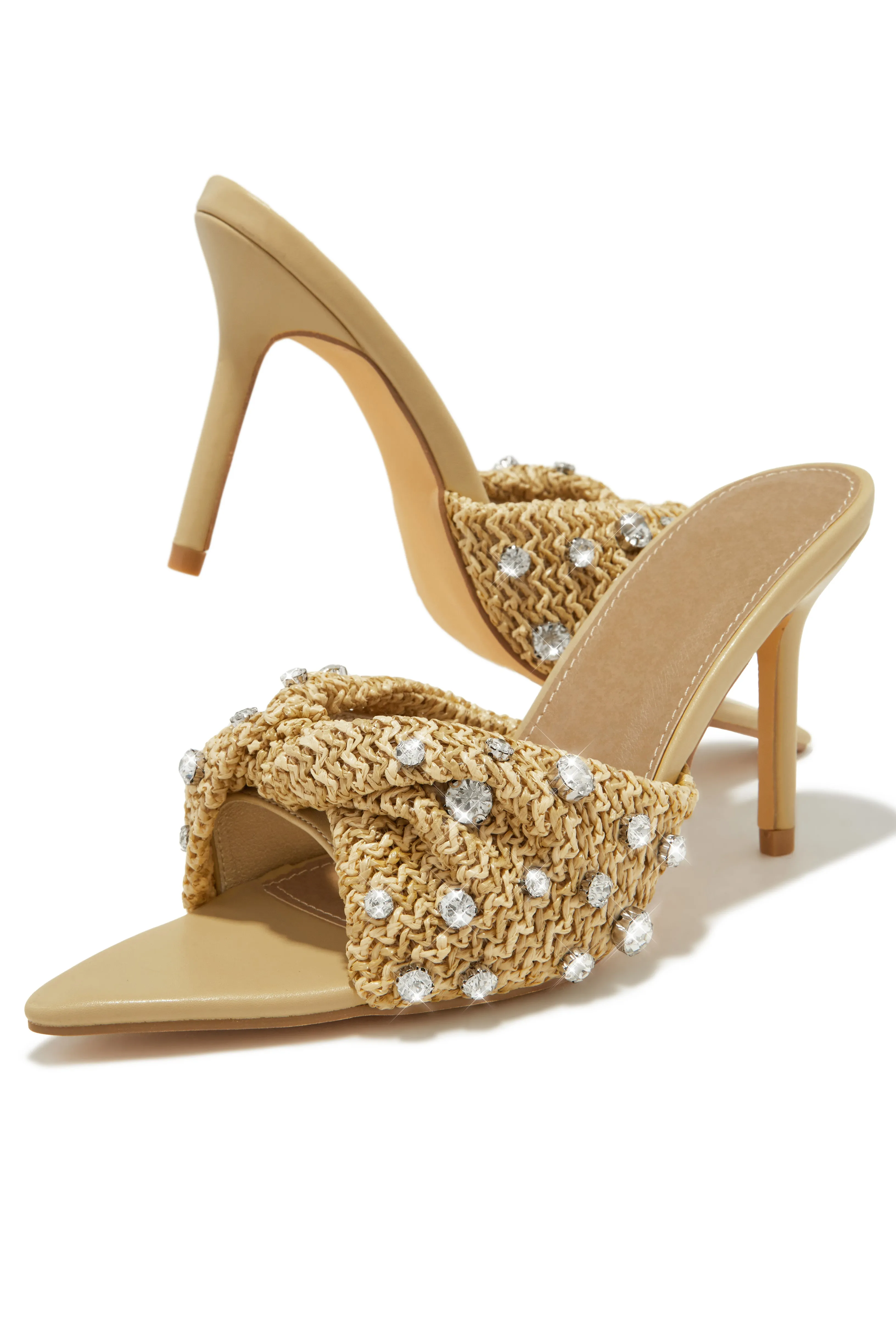 Baja Cruise Embellished High Heel Mules - Nude sold by Miss Lola product image thumbnail 3