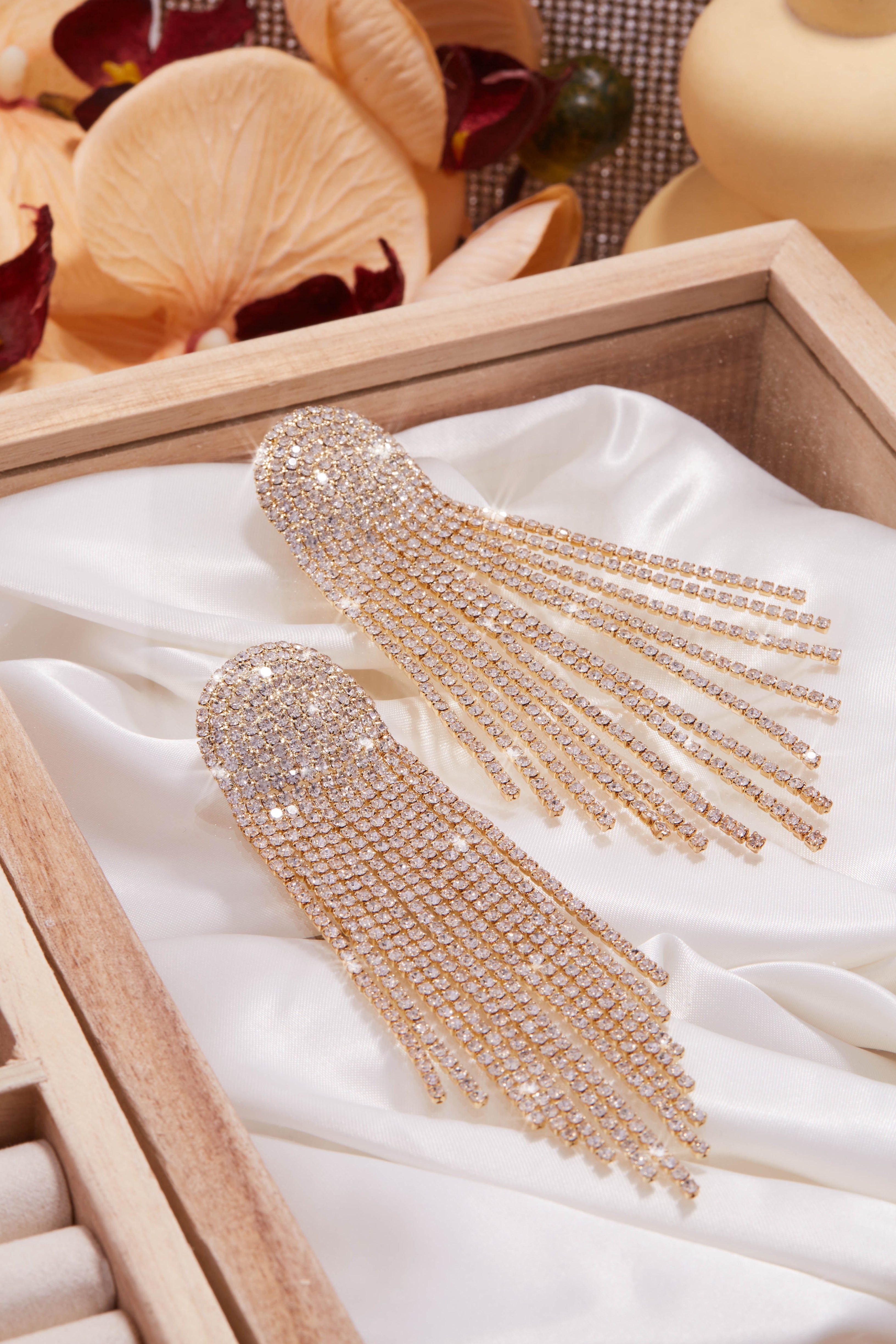 Elania Embellished Fringe Earring- Gold sold by Miss Lola product image thumbnail 2