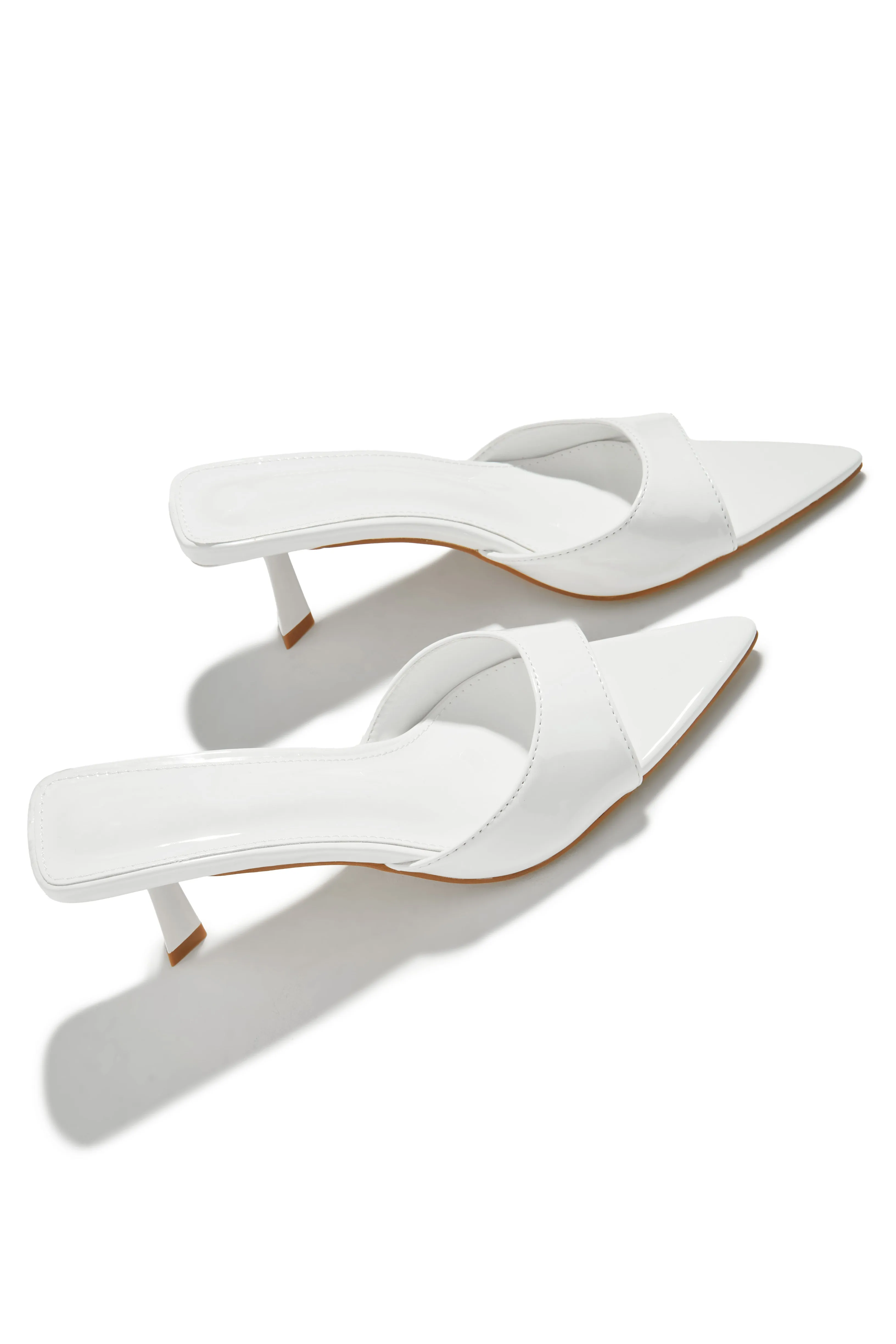 Zarina Mid Heel Mules - White sold by Miss Lola