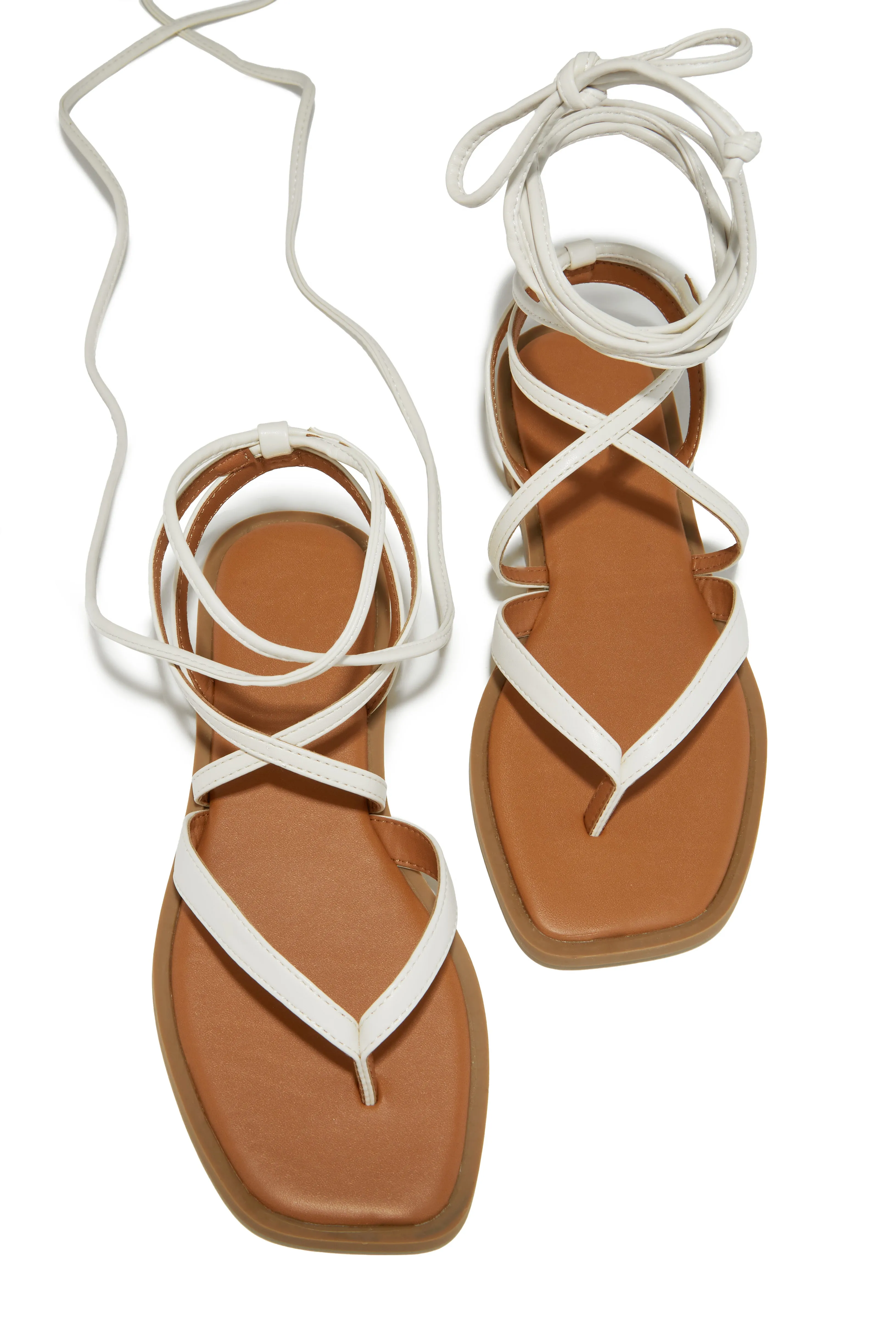 Mina Lace Up Sandals - Bone sold by Miss Lola product image thumbnail 2