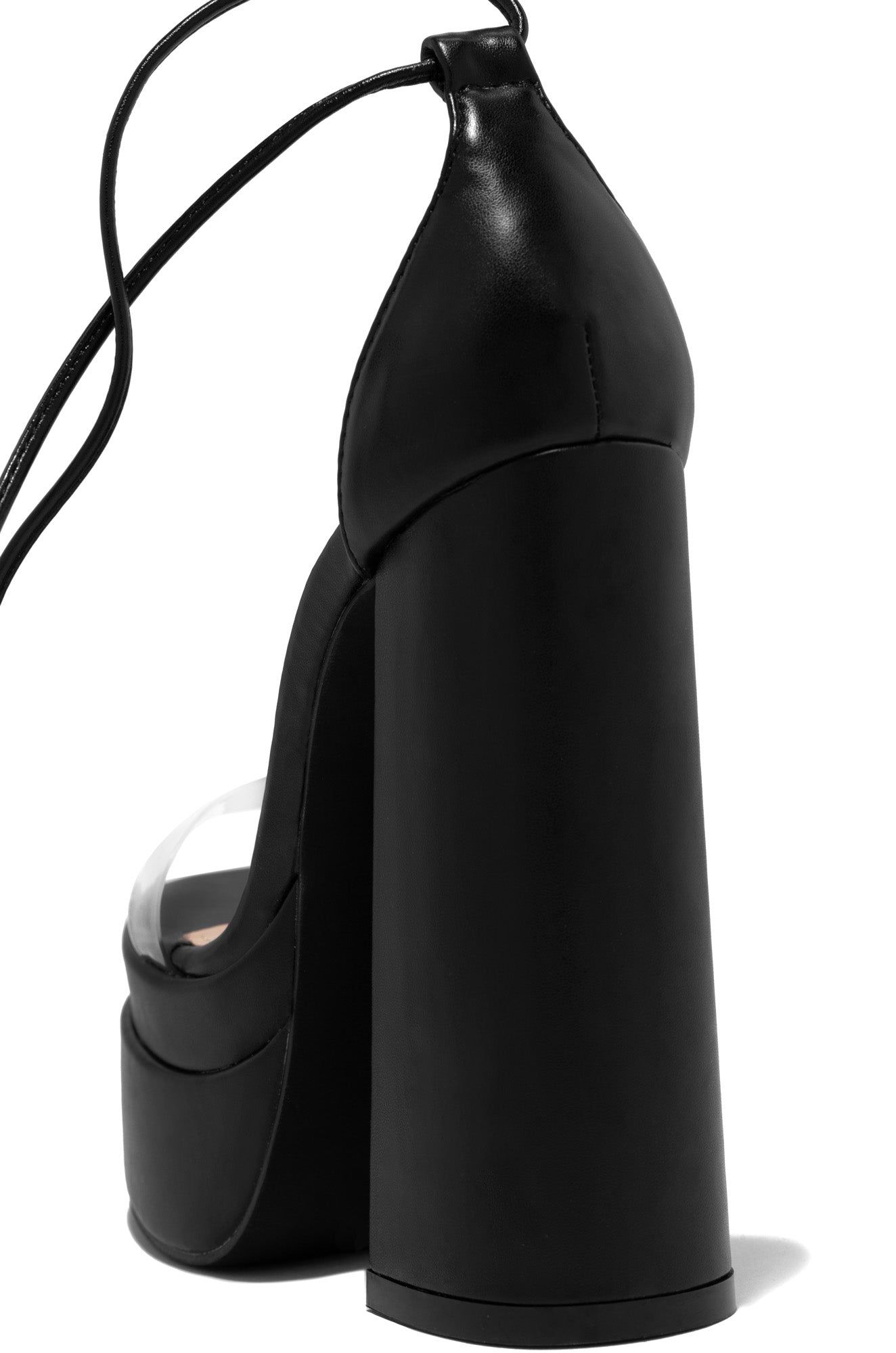 Lorella Lace Up Platform Block High Heels - Black sold by Miss Lola product image thumbnail 5