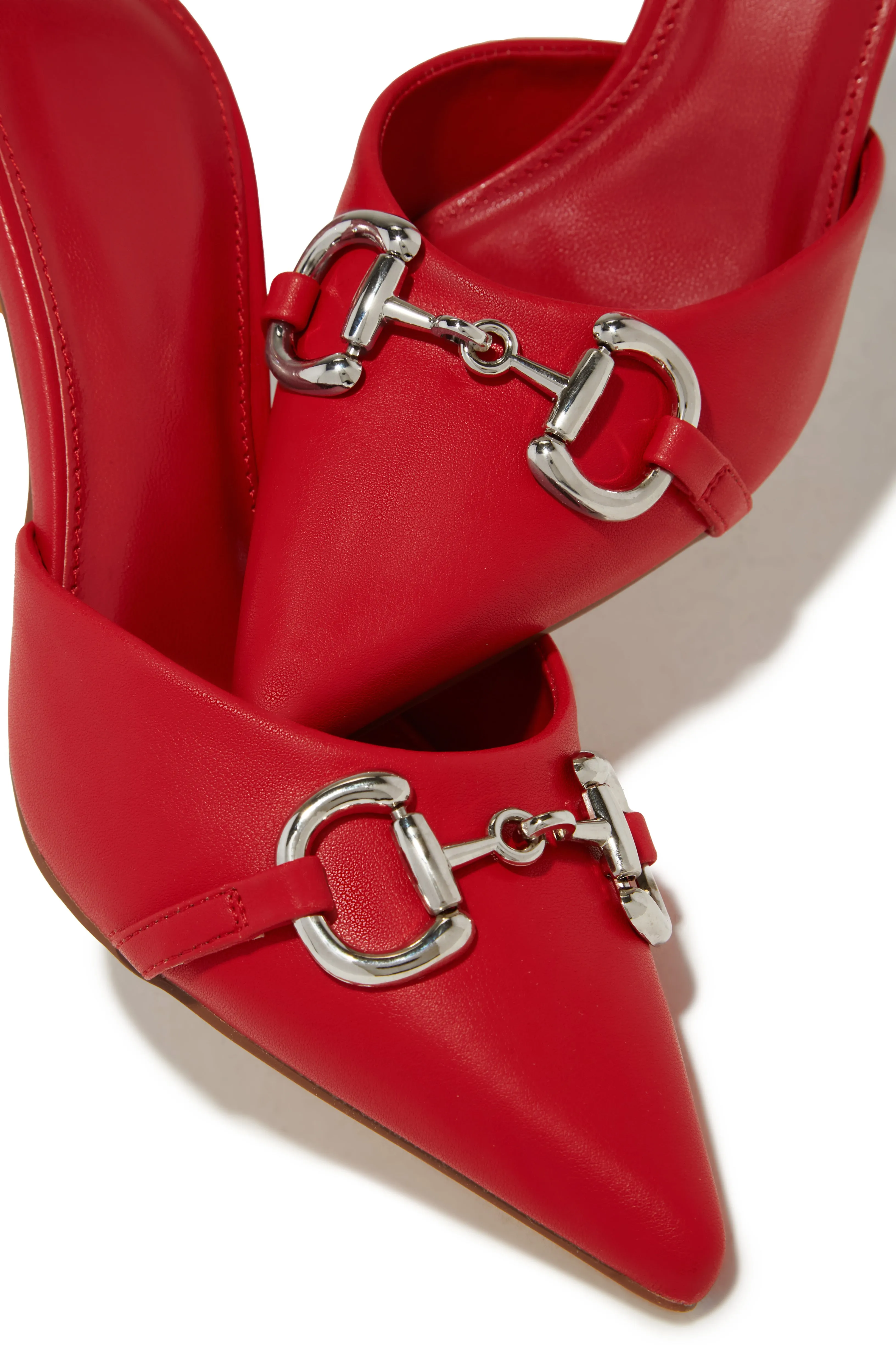 Kaia Pointed Toe Mule Heels - Red sold by Miss Lola product image thumbnail 2