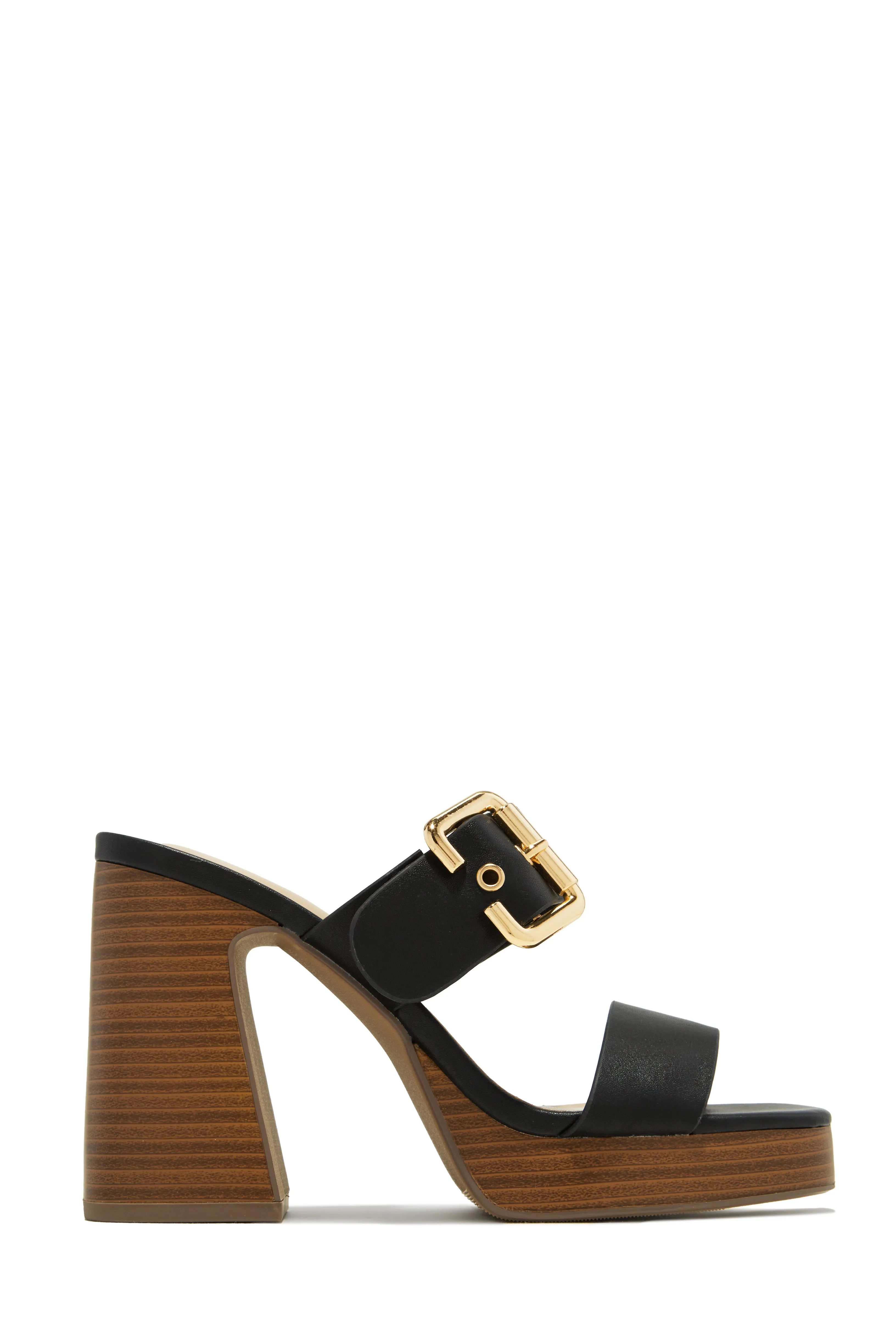 Adrina Platform Block Heel Mules - Black sold by Miss Lola product image thumbnail 5