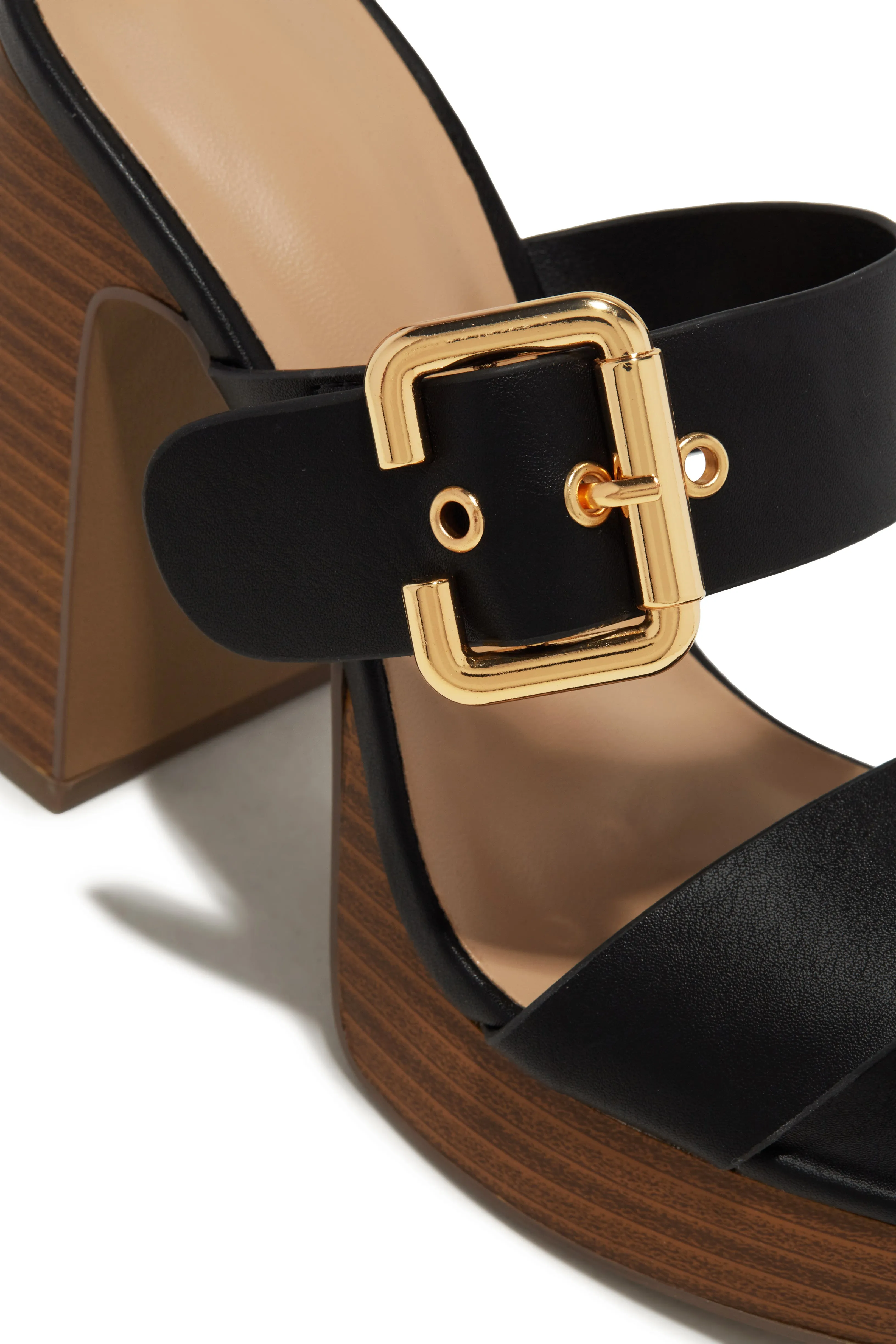 Adrina Platform Block Heel Mules - Black sold by Miss Lola product image thumbnail 2