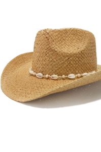 Gloria Faux Shell Straw Hat - Khaki sold by Miss Lola