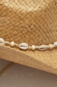 Gloria Faux Shell Straw Hat - Khaki sold by Miss Lola