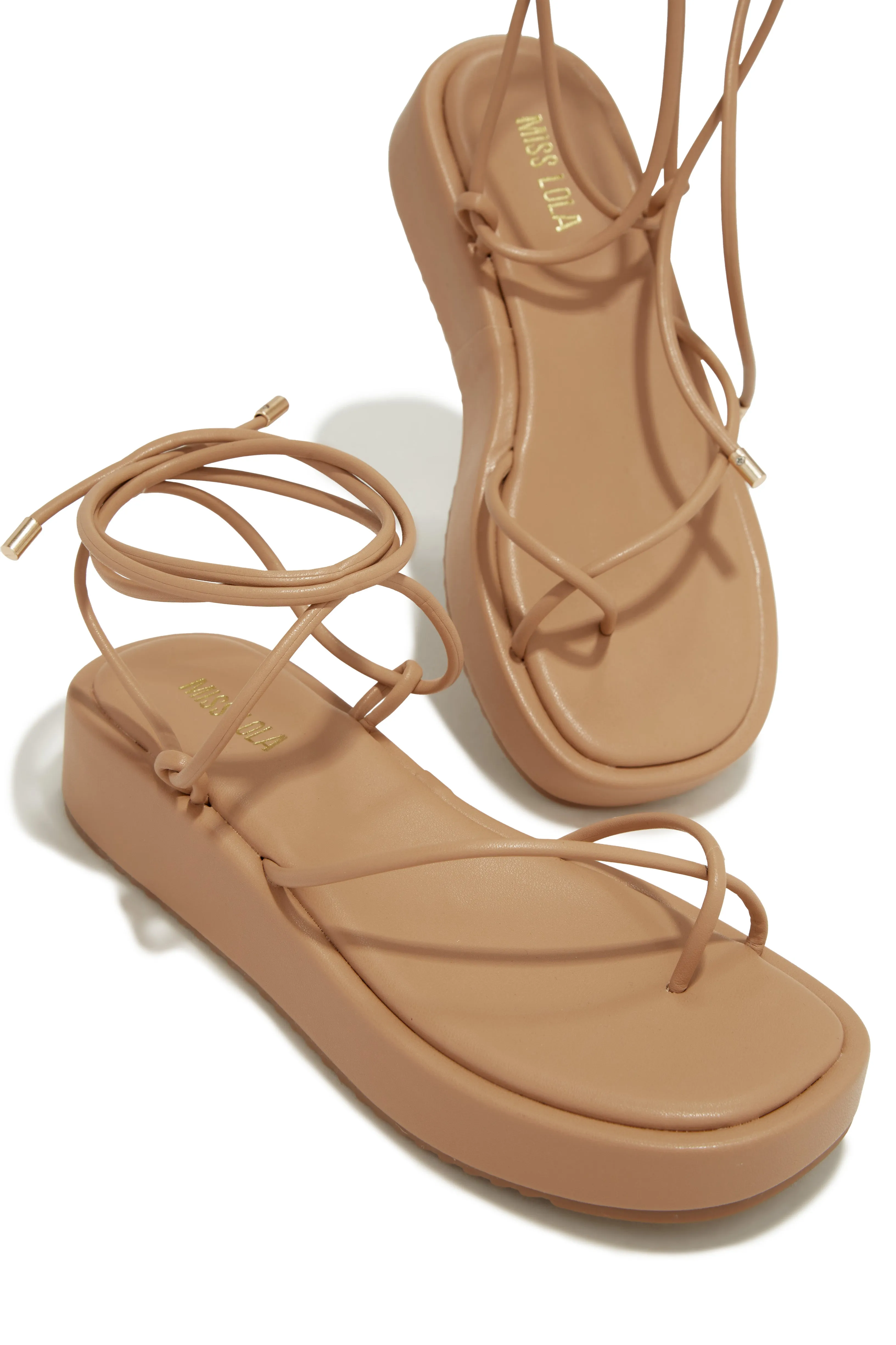 Mykonos Island Lace Up Platform Sandals - Nude sold by Miss Lola product image thumbnail 2