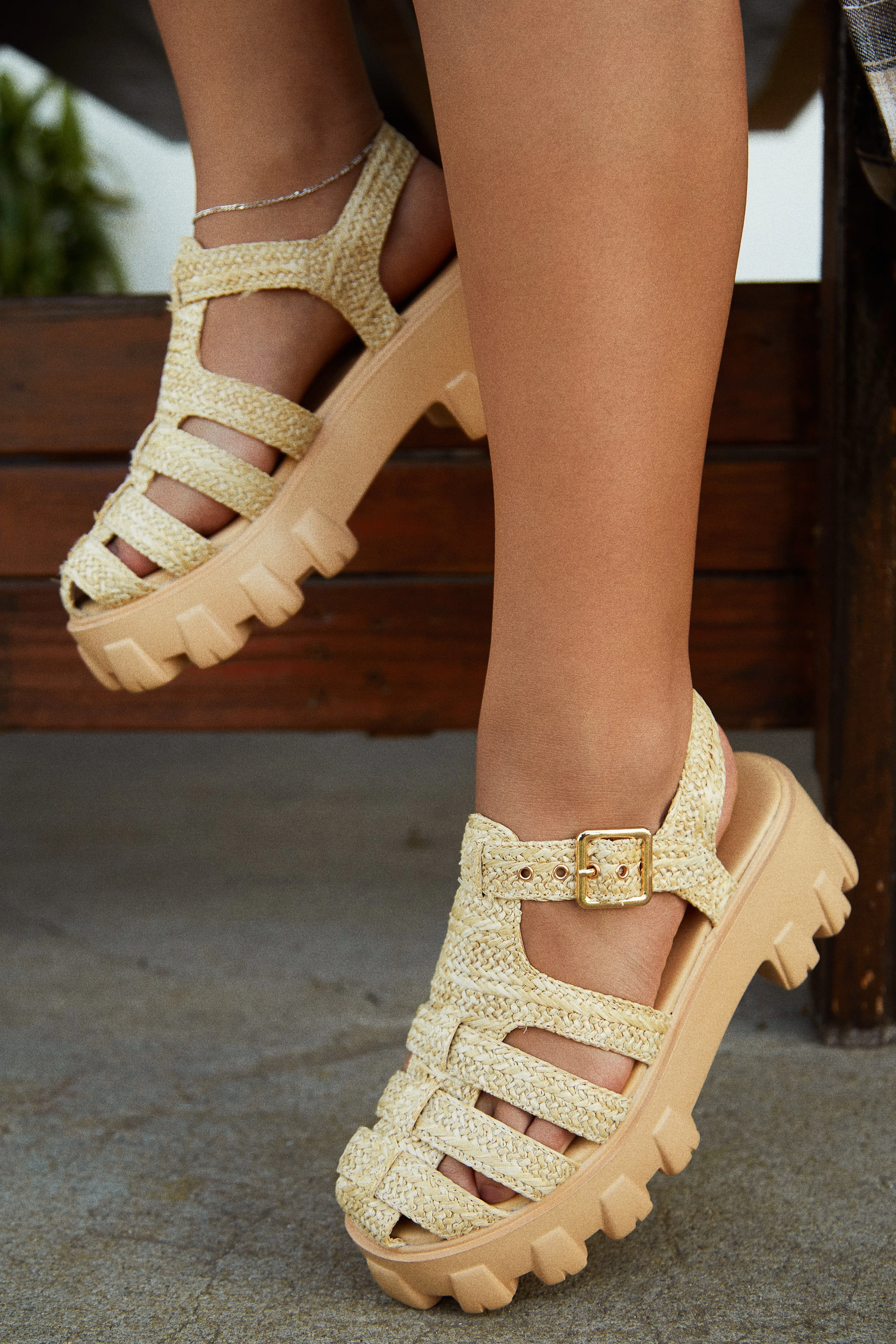 Natural Beauty Platform Cage Sandals - Natural sold by Miss Lola product image thumbnail 2