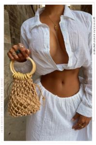 Tulum Dreams Fishnet Handbag - Nude sold by Miss Lola