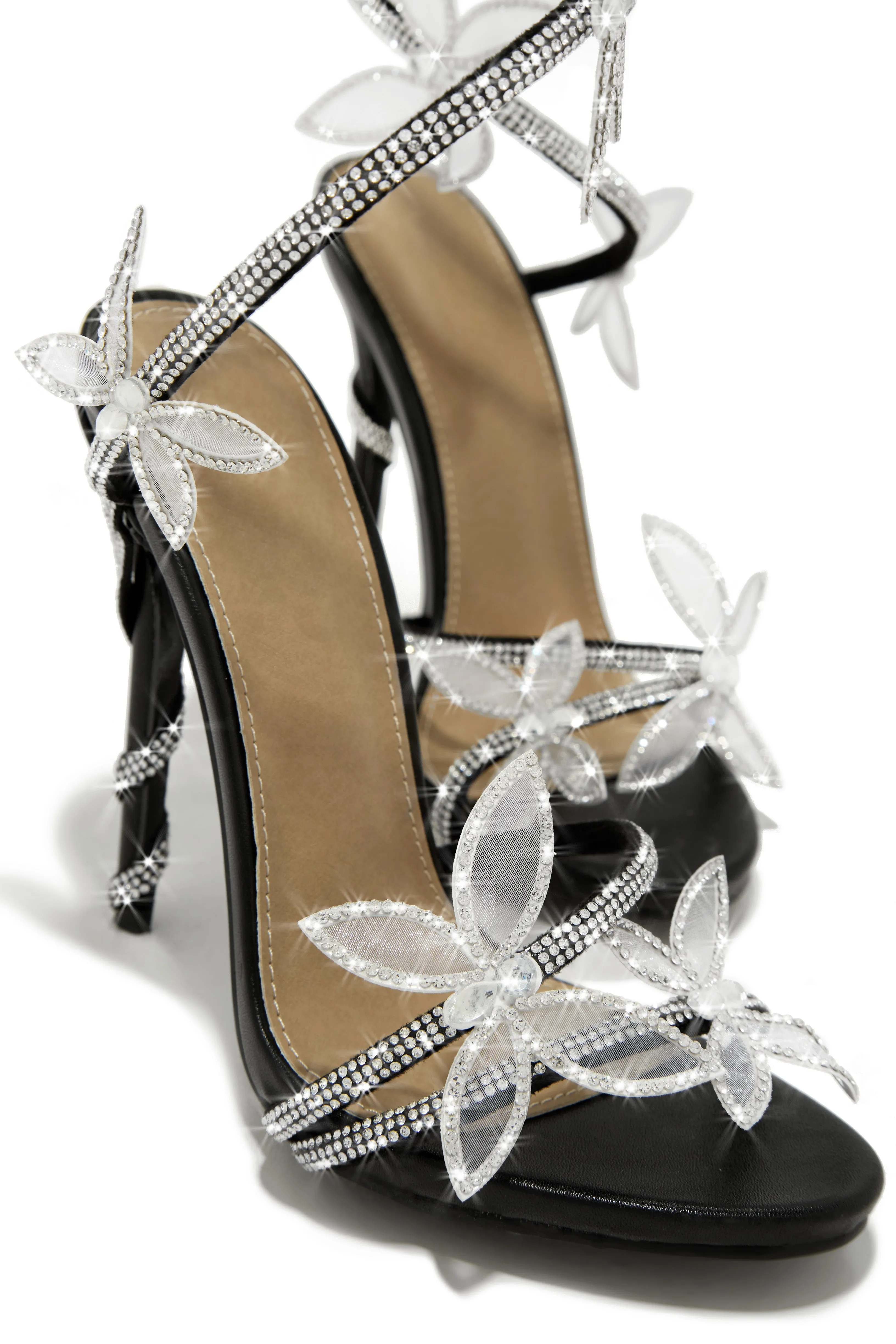 Fantasy Embellished Around The Ankle Coil Heels - Black sold by Miss Lola product image thumbnail 3