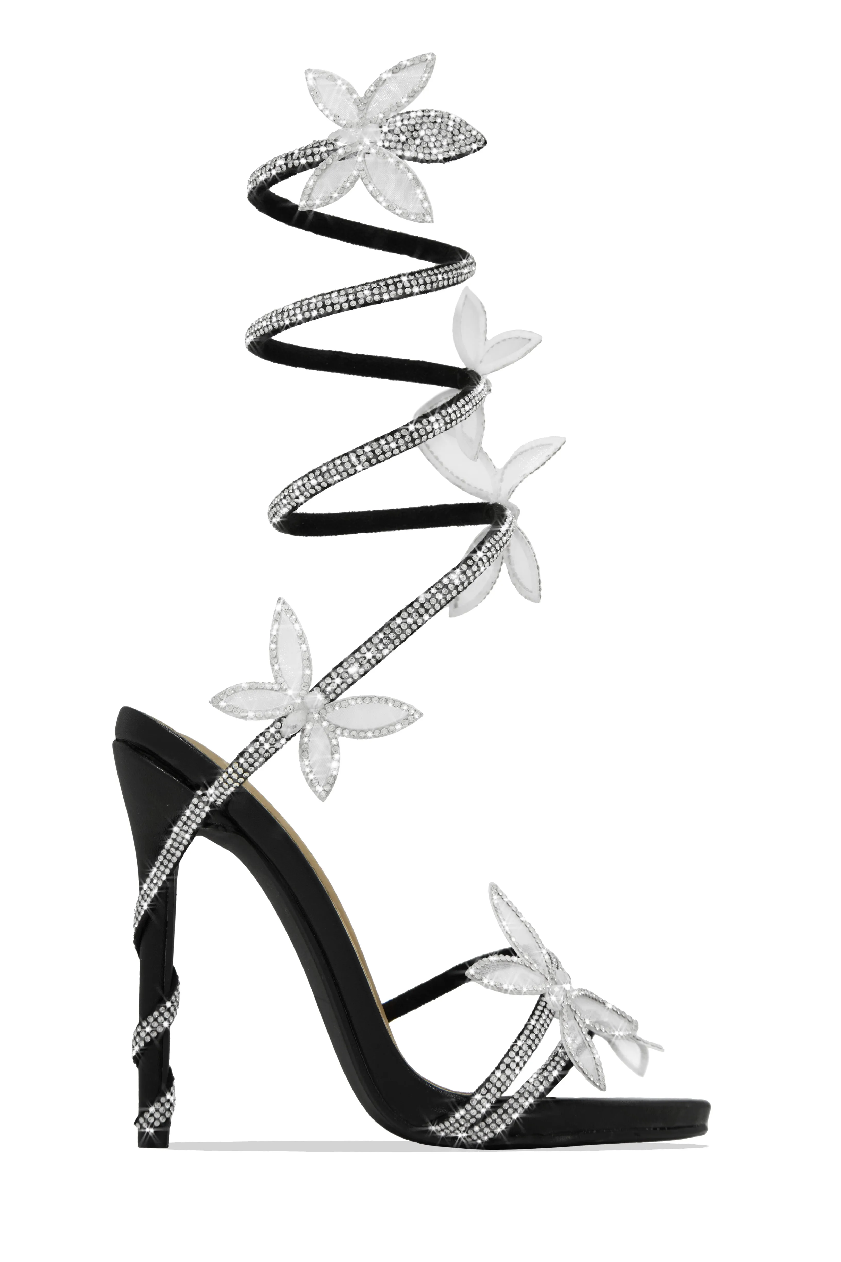 Fantasy Embellished Around The Ankle Coil Heels - Black sold by Miss Lola product image thumbnail 2